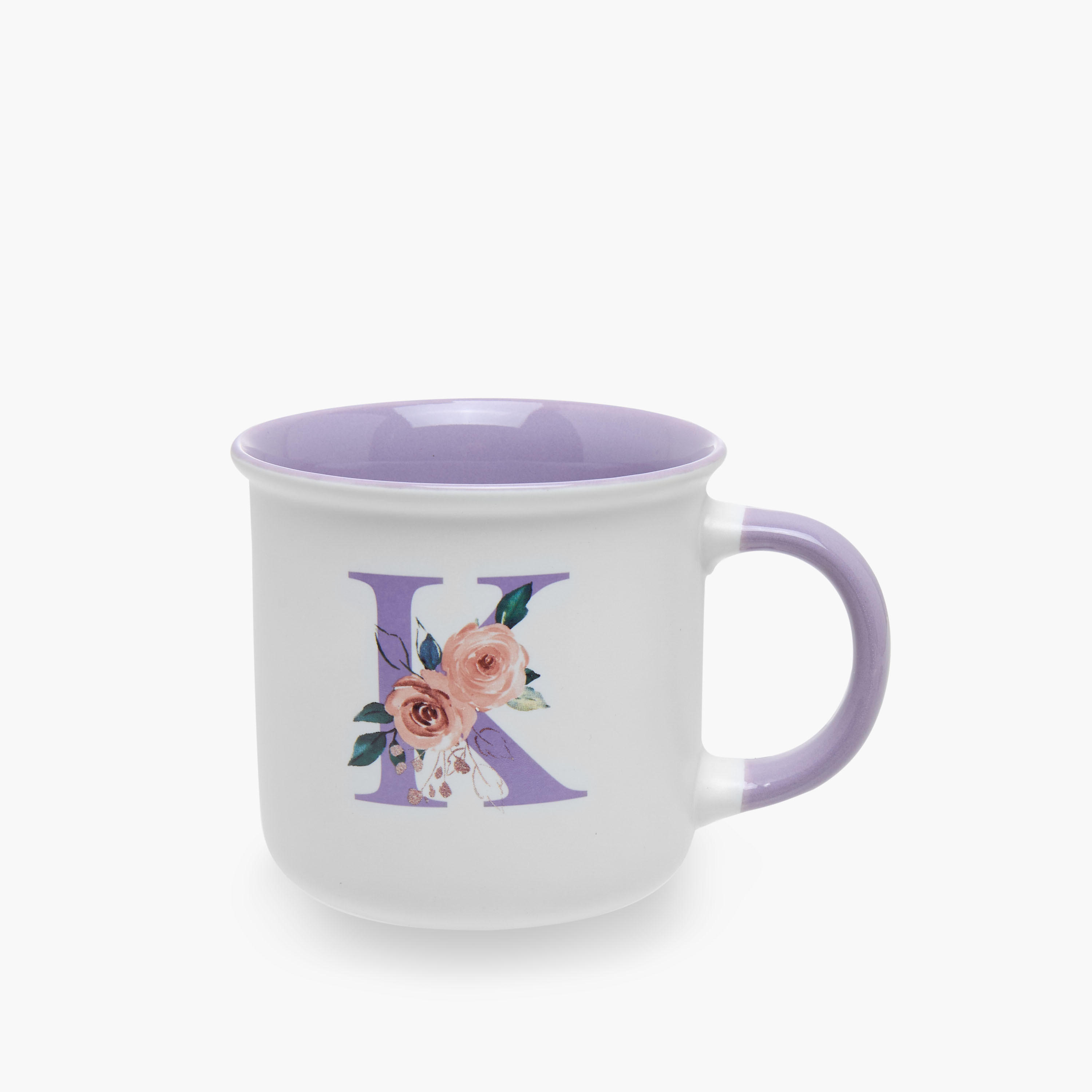Floral Print Bone China Mug with Initial K - 355 ml-household-dining-teaandcoffee-mugsandcups-image-1