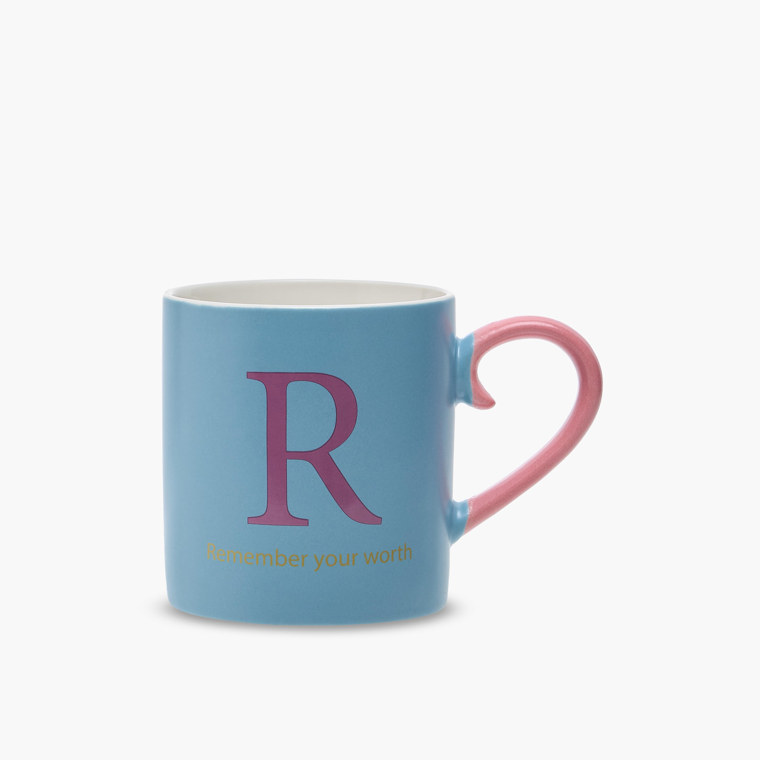 Slogan Print Bone China Mug with Initial R-household-dining-teaandcoffee-mugsandcups-image-1