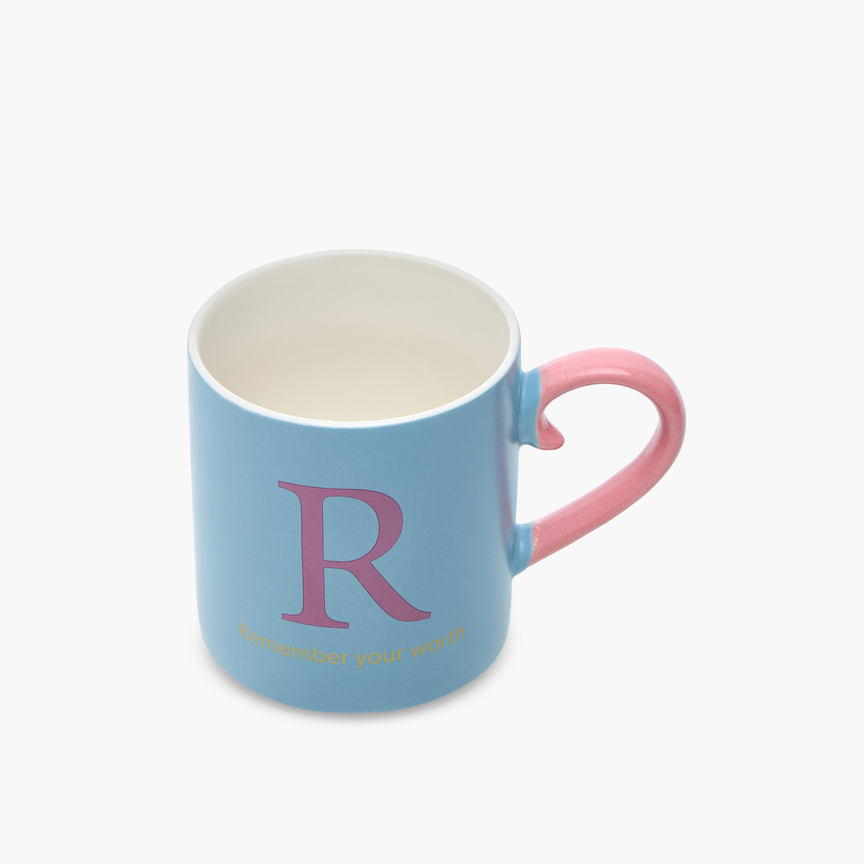 Slogan Print Bone China Mug with Initial R-household-dining-teaandcoffee-mugsandcups-image-2