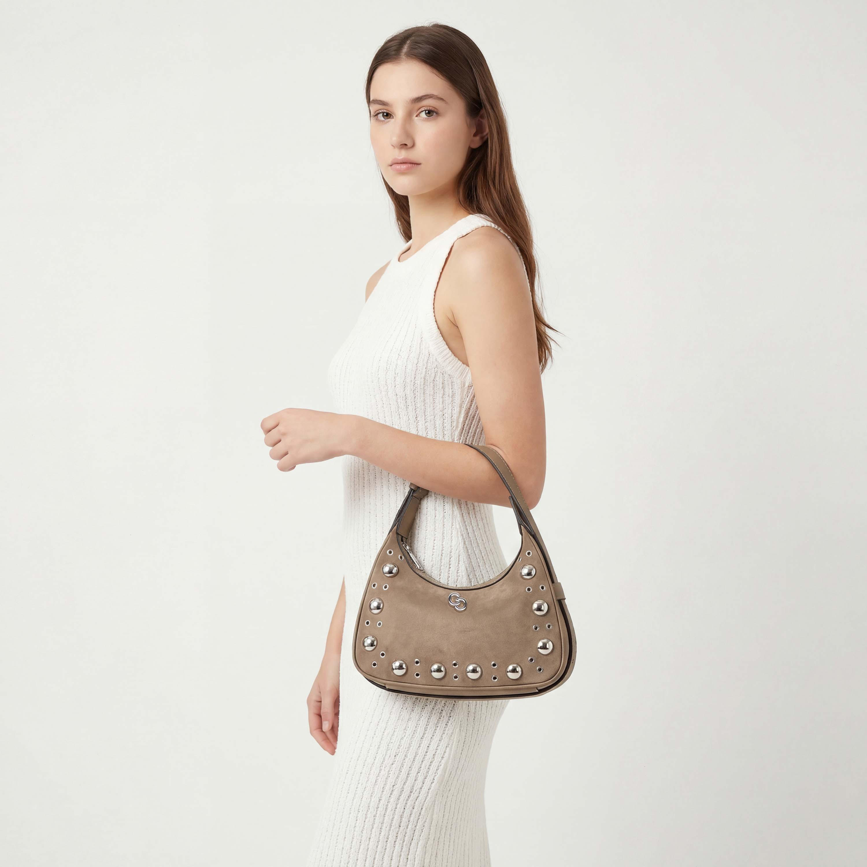 Celeste Studded Shoulder Bag with Zip Closure-women-bagsandwallets-handbags-image-2