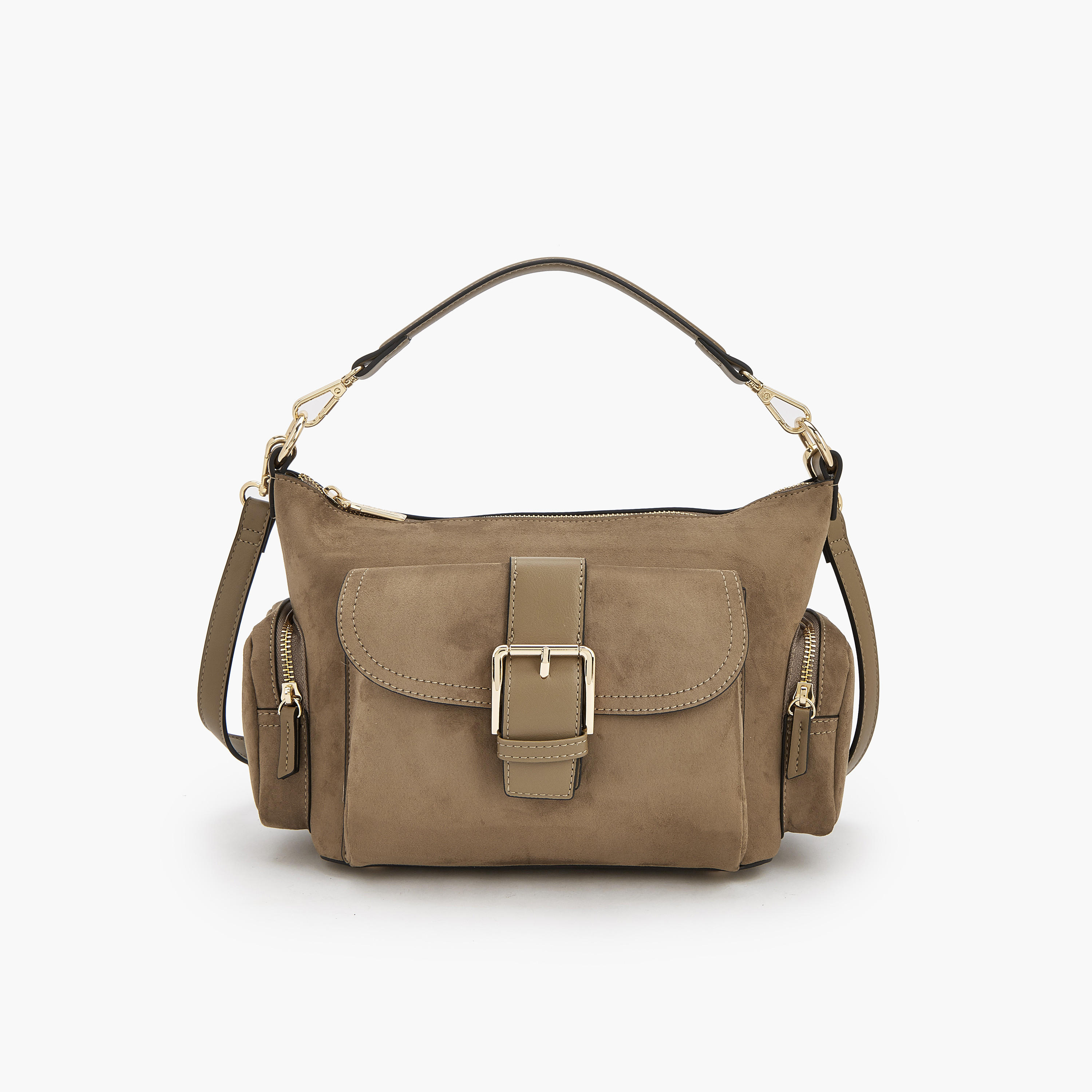 Celeste Suede Shoulder Bag with Buckle Detail-women-bagsandwallets-handbags-image-1