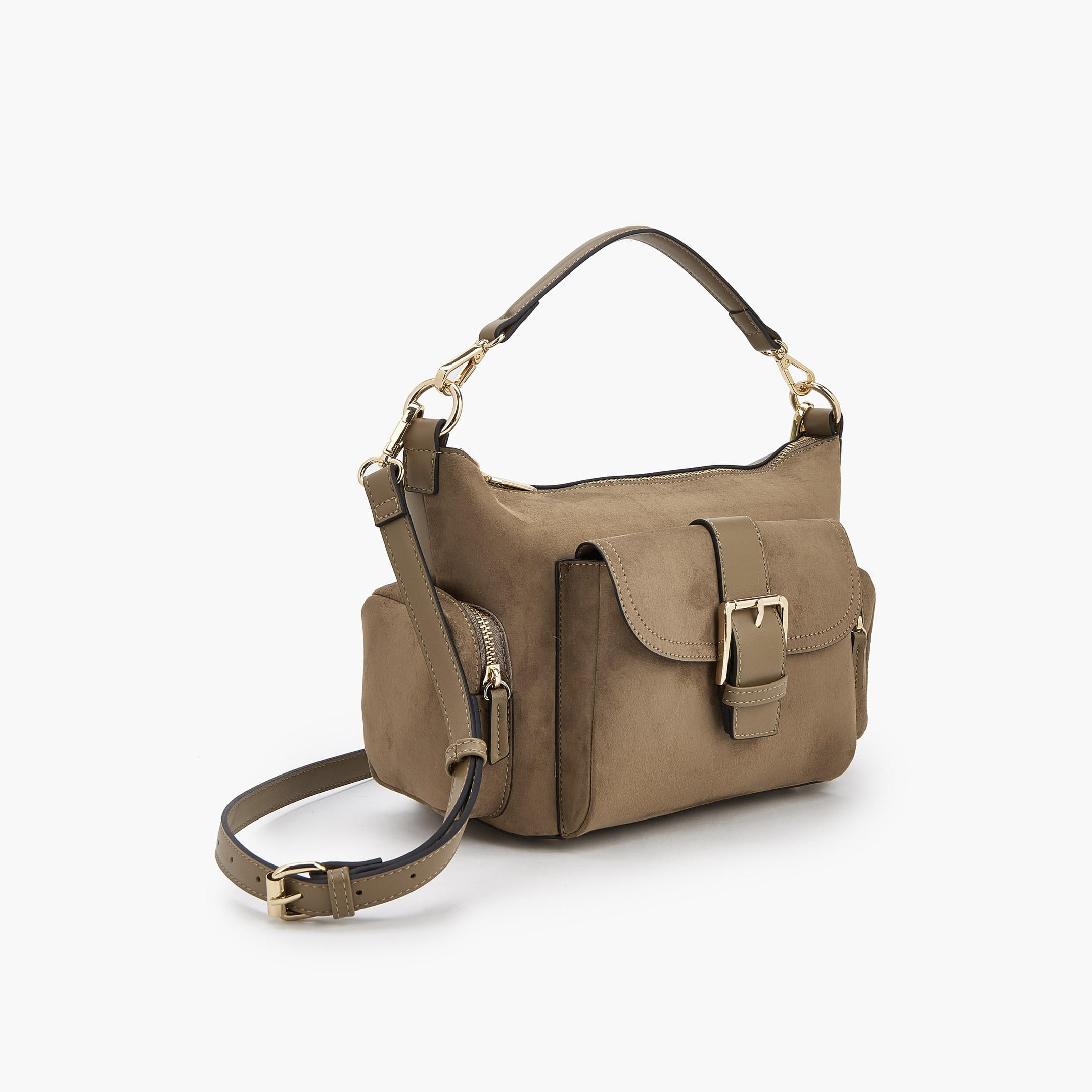 Celeste Suede Shoulder Bag with Buckle Detail-women-bagsandwallets-handbags-image-4