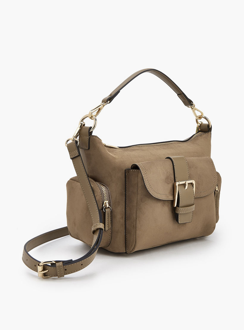Celeste Suede Shoulder Bag with Buckle Detail-women-bagsandwallets-handbags-image-4