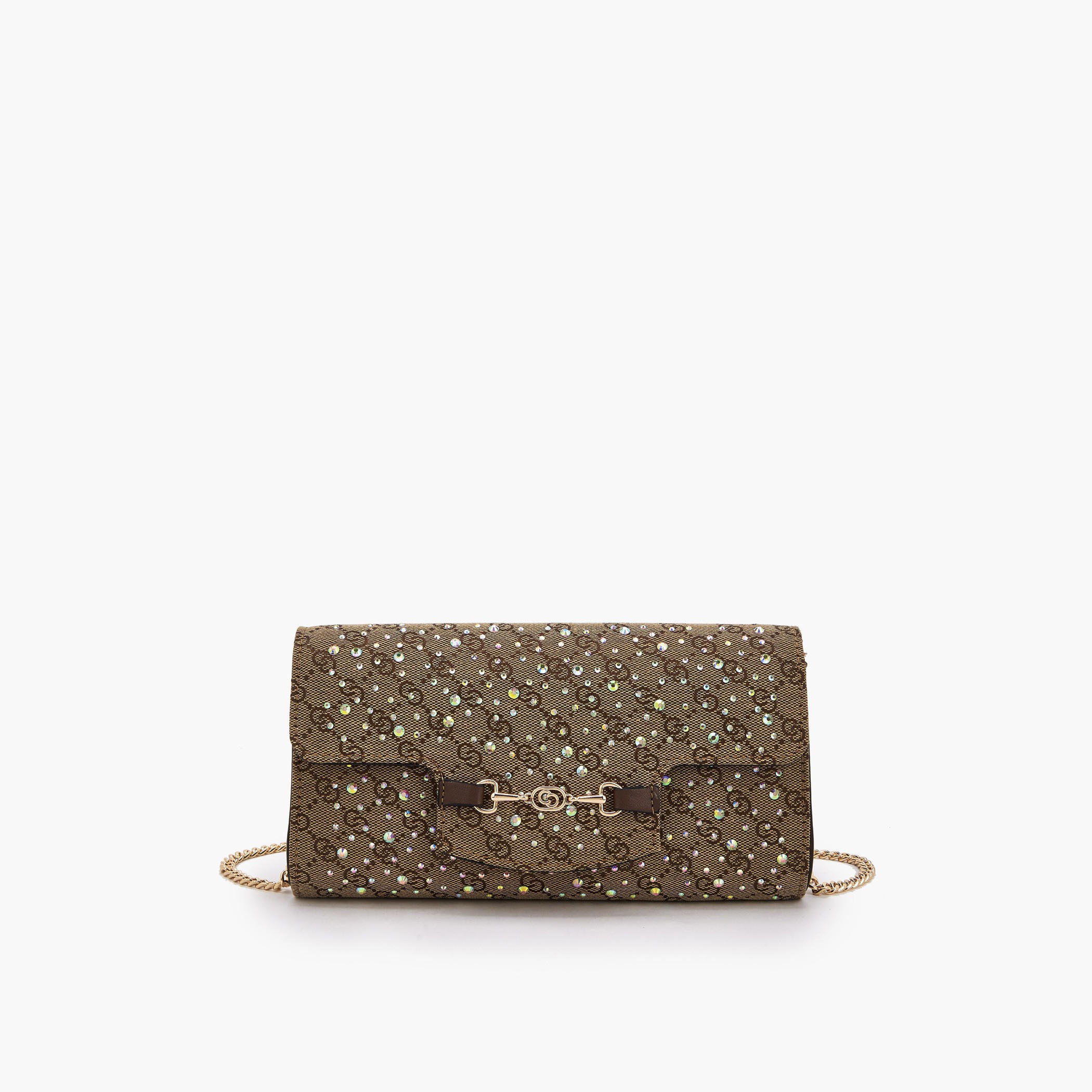 Celeste Monogram Embellished Clutch with Chain Strap-women-bagsandwallets-handbags-image-1