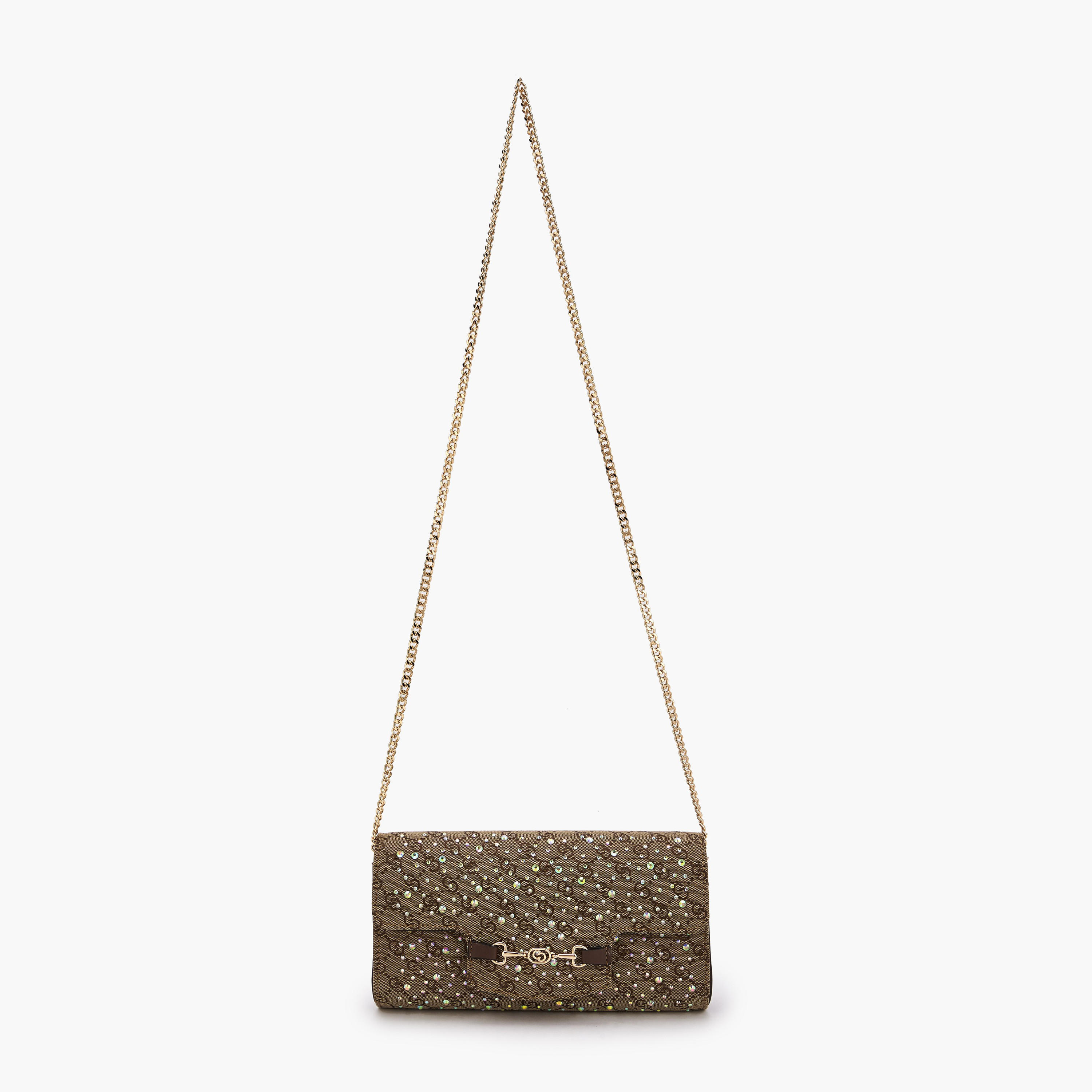 Celeste Monogram Embellished Clutch with Chain Strap-women-bagsandwallets-handbags-image-2