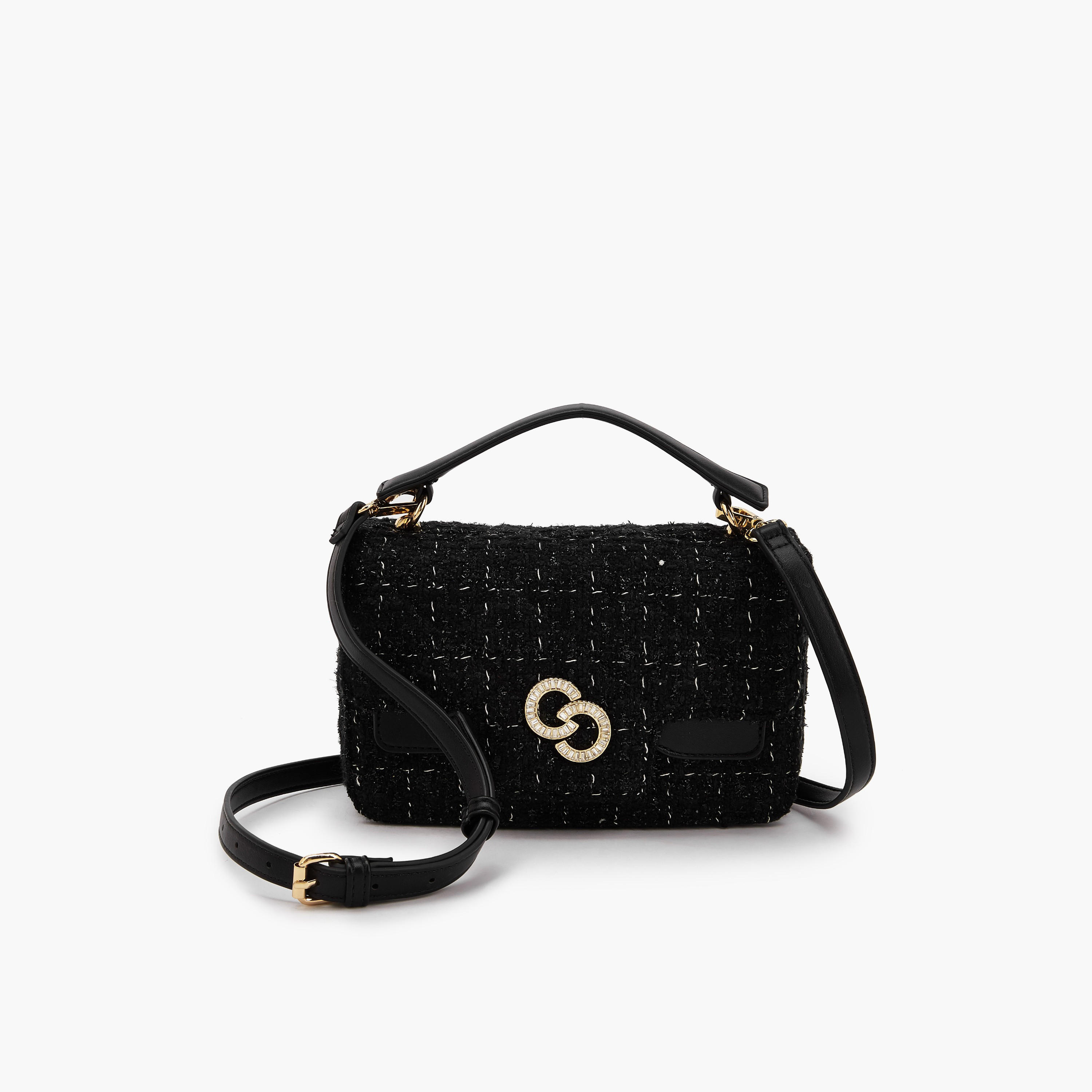 Celeste Textured Satchel Bag with Button Closure-women-bagsandwallets-handbags-image-1