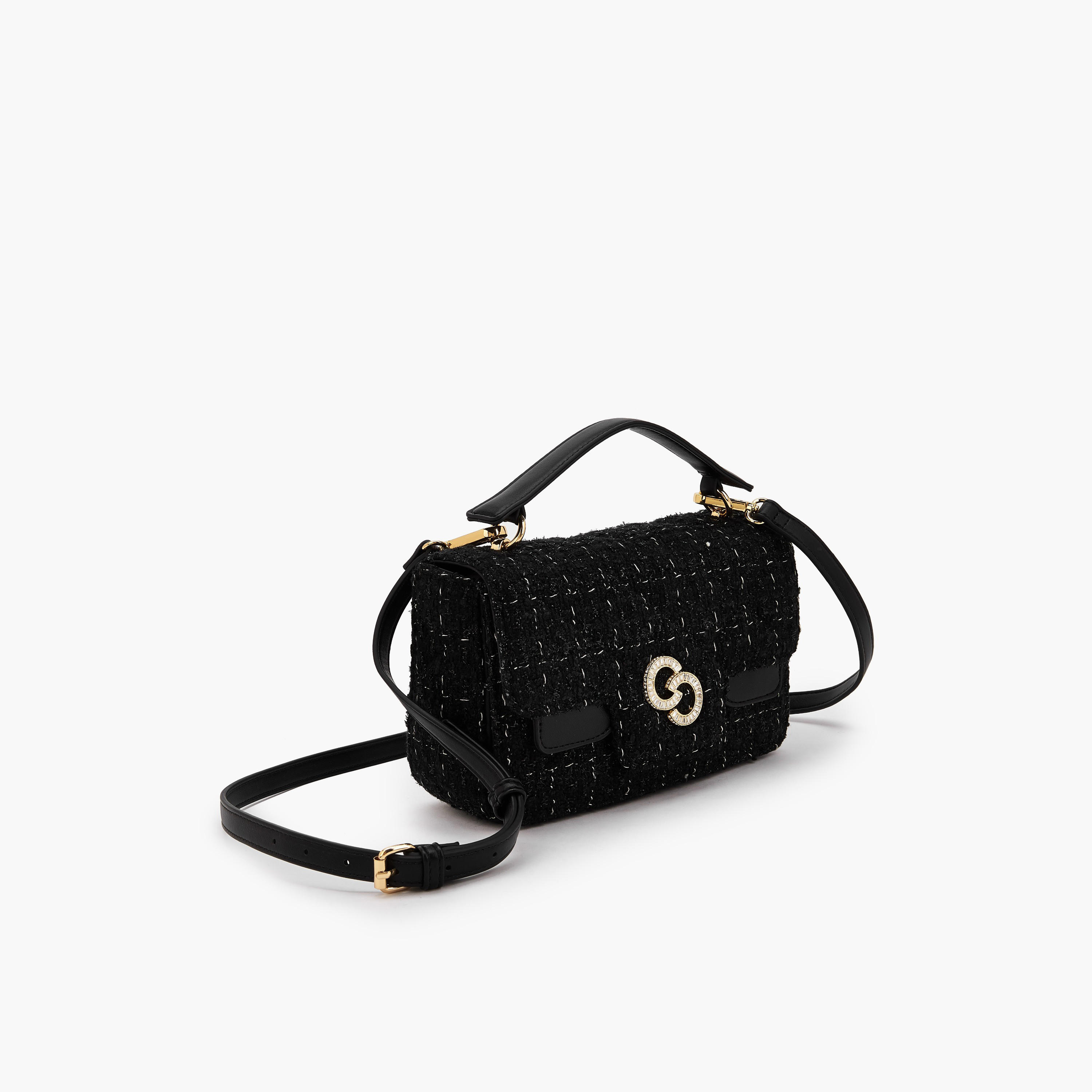 Celeste Textured Satchel Bag with Button Closure-women-bagsandwallets-handbags-image-3