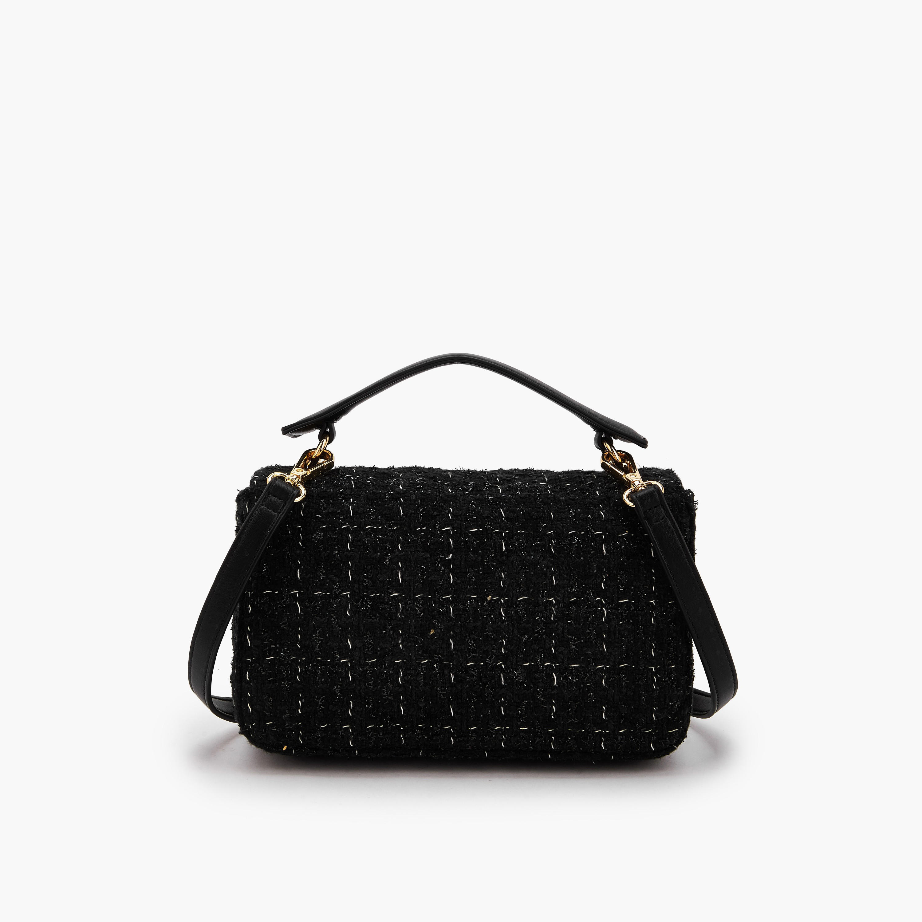 Celeste Textured Satchel Bag with Button Closure-women-bagsandwallets-handbags-image-5