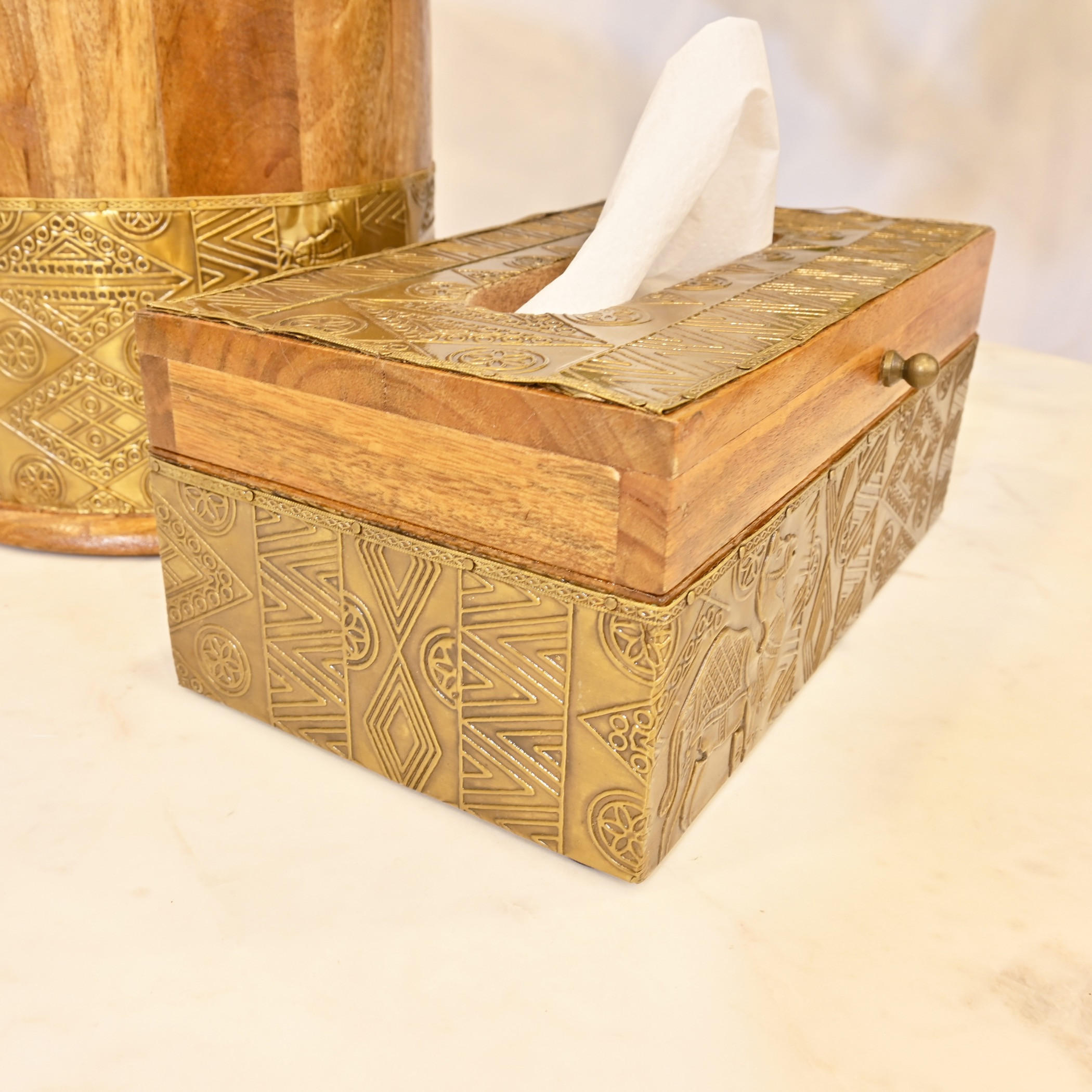 Wood Metal Engraved Bin Tissue Set-household-bathandlaundry-bathaccessories-tissueboxesandcottonjars-image-4