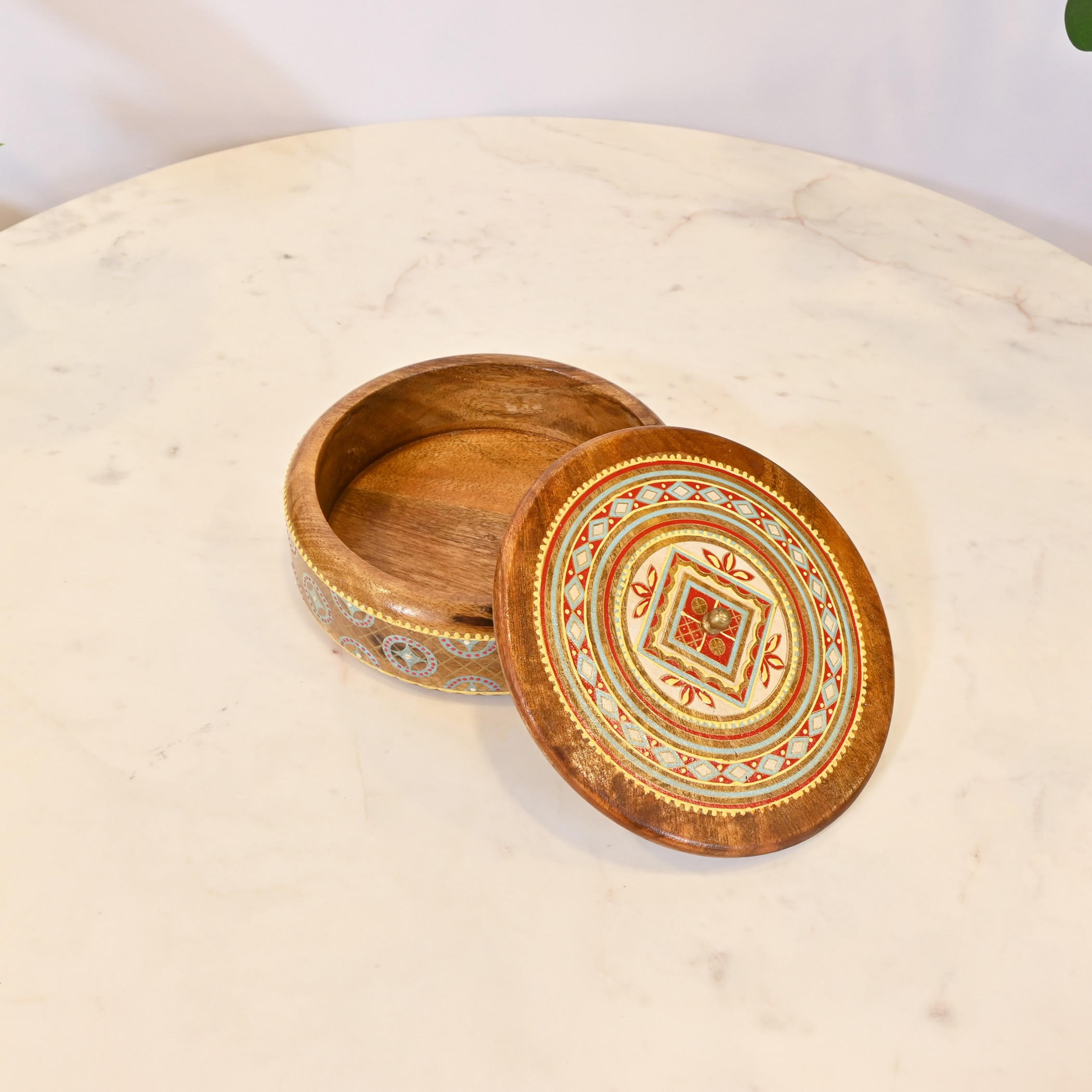 Painted Round Wooden Storage Box-household-decor-boxesandtrays-image-3