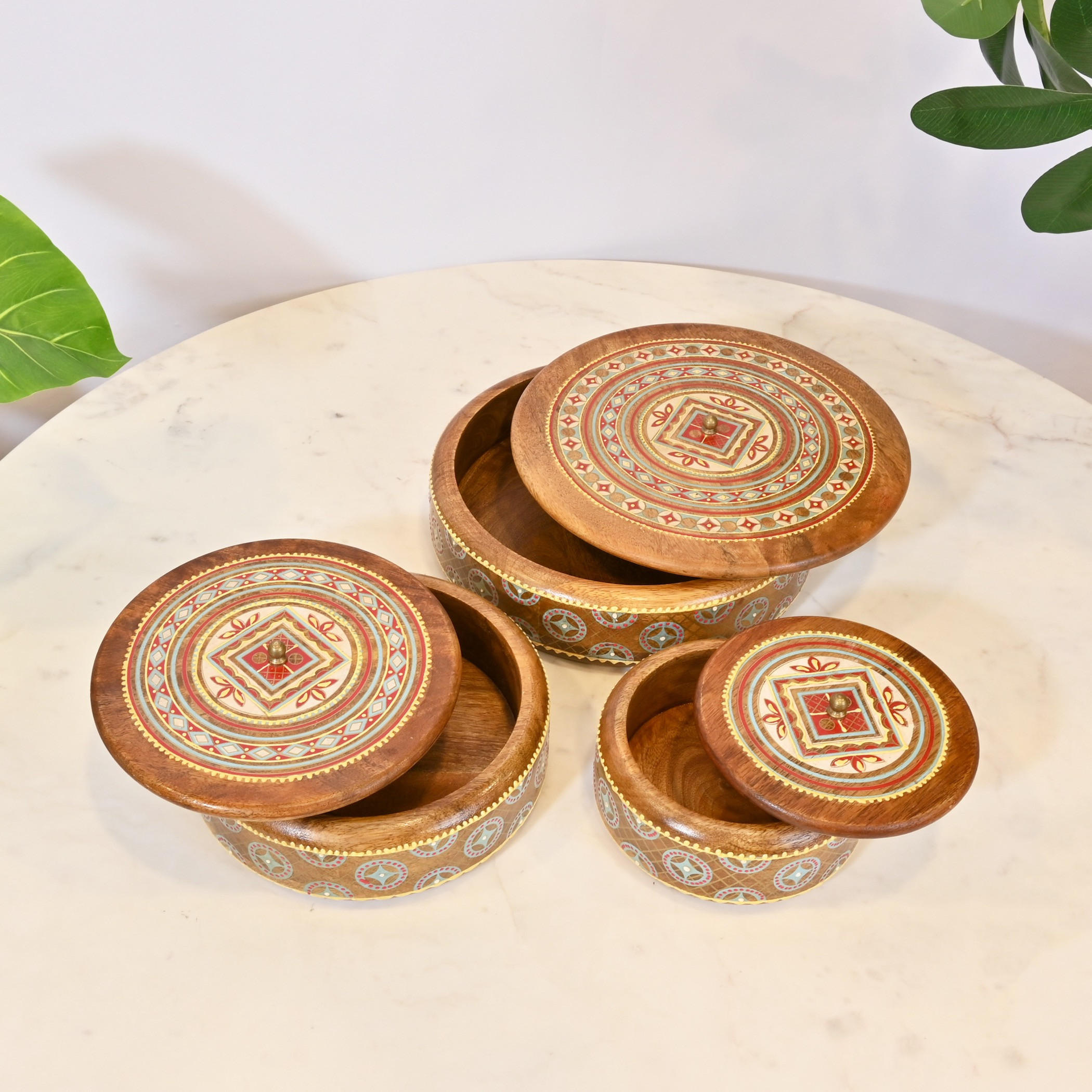Painted Round Wooden Storage Box-household-decor-boxesandtrays-image-4