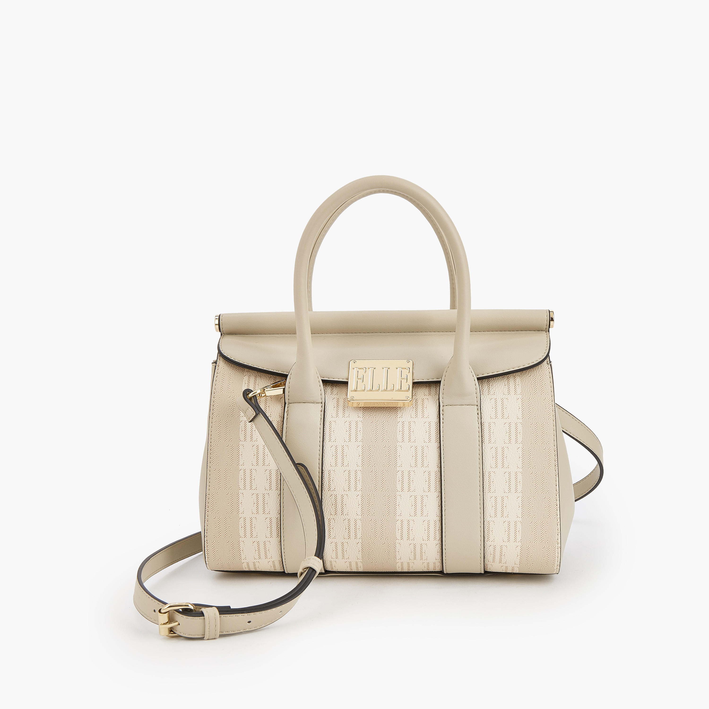 Elle Monogram Print Tote Bag with Detachable Strap-women-bagsandwallets-handbags-image-1