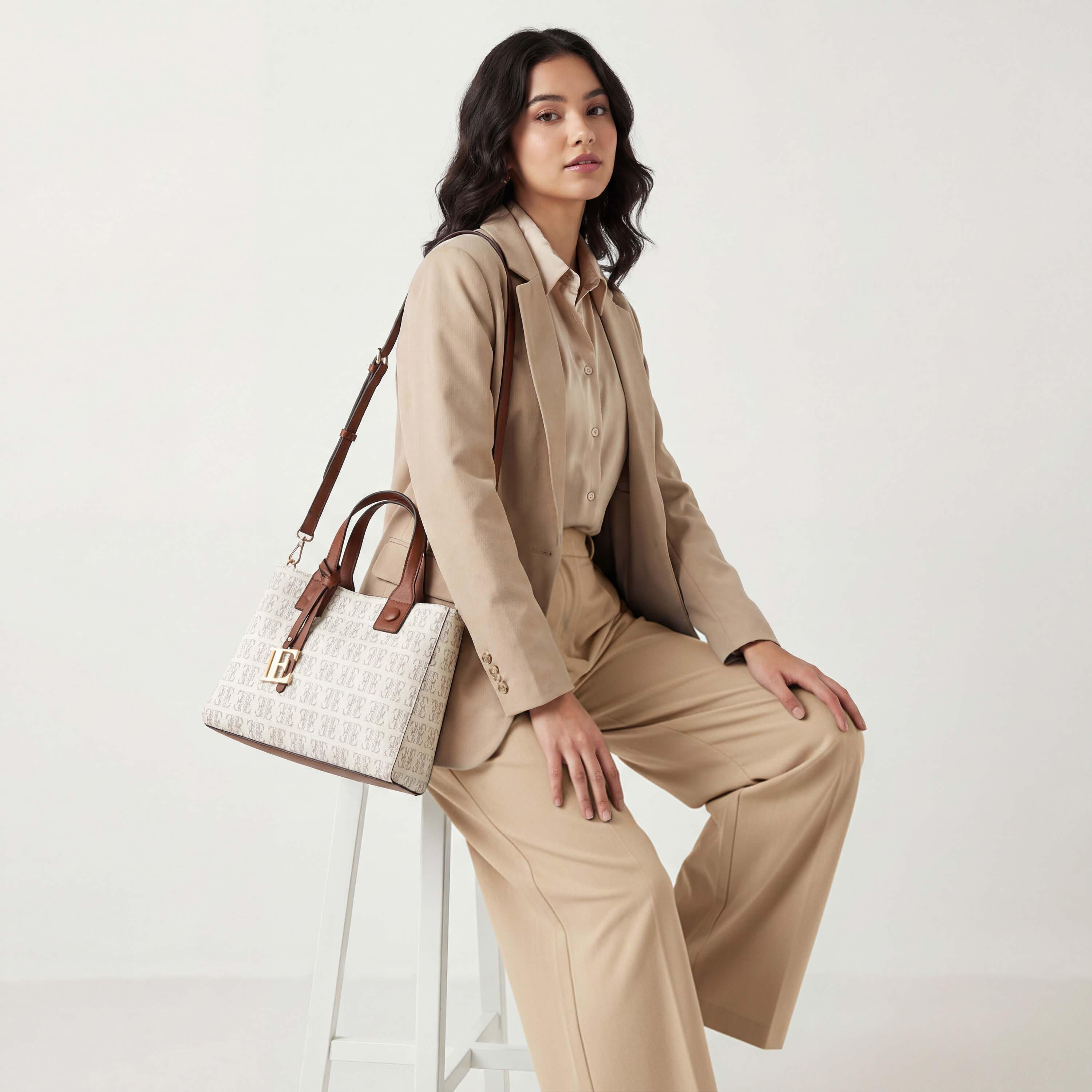 Elle Monogram Print Tote Bag with Detachable Strap-women-bagsandwallets-handbags-image-2