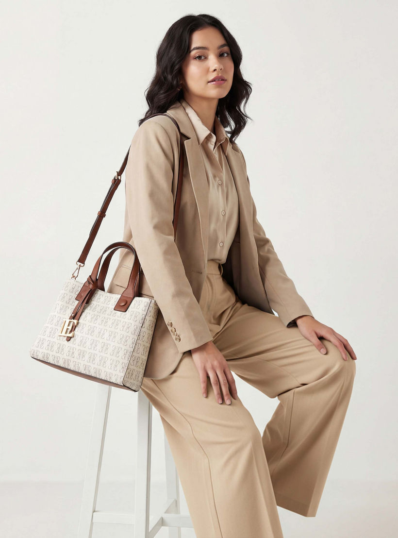 Elle Monogram Print Tote Bag with Detachable Strap-women-bagsandwallets-handbags-image-2
