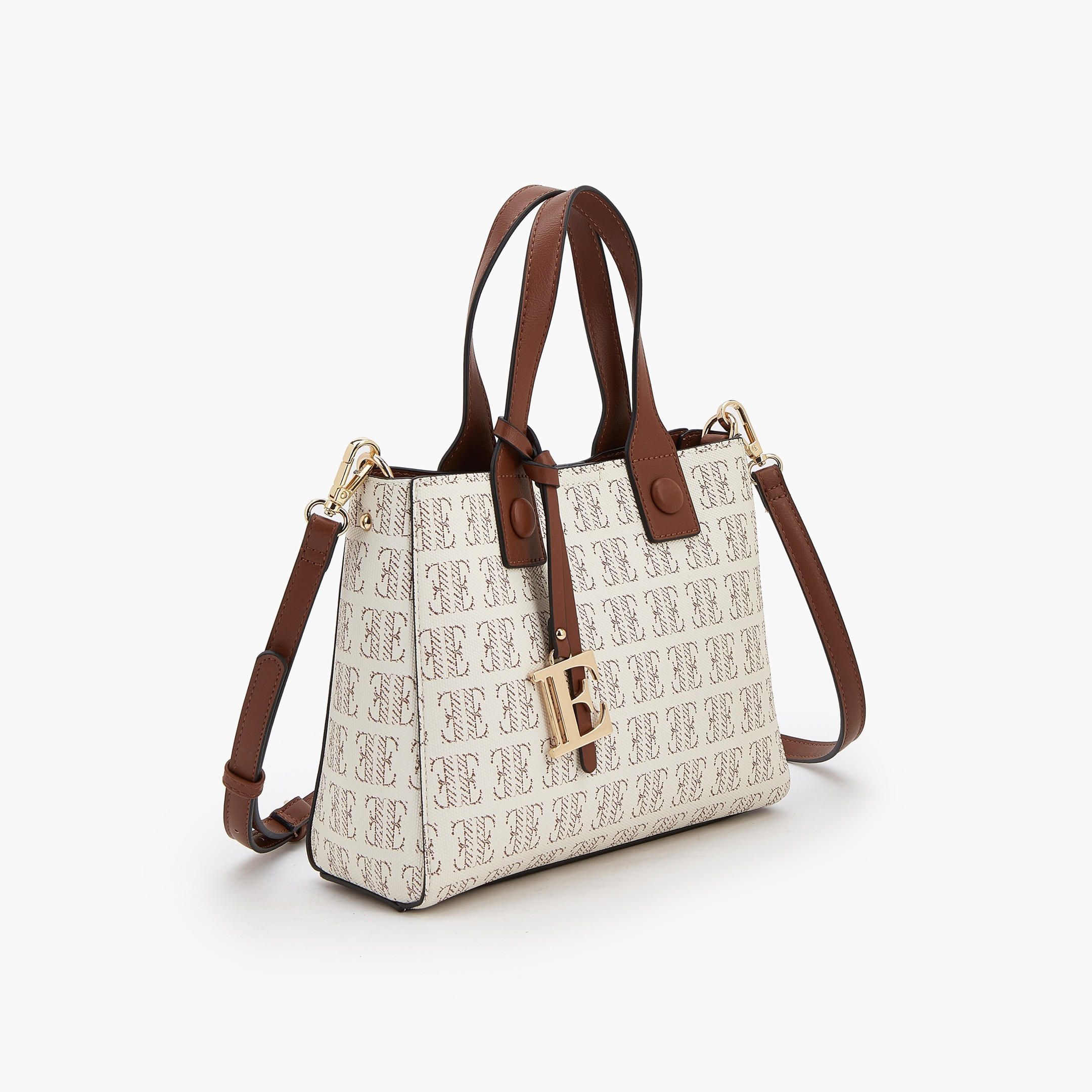 Elle Monogram Print Tote Bag with Detachable Strap-women-bagsandwallets-handbags-image-4