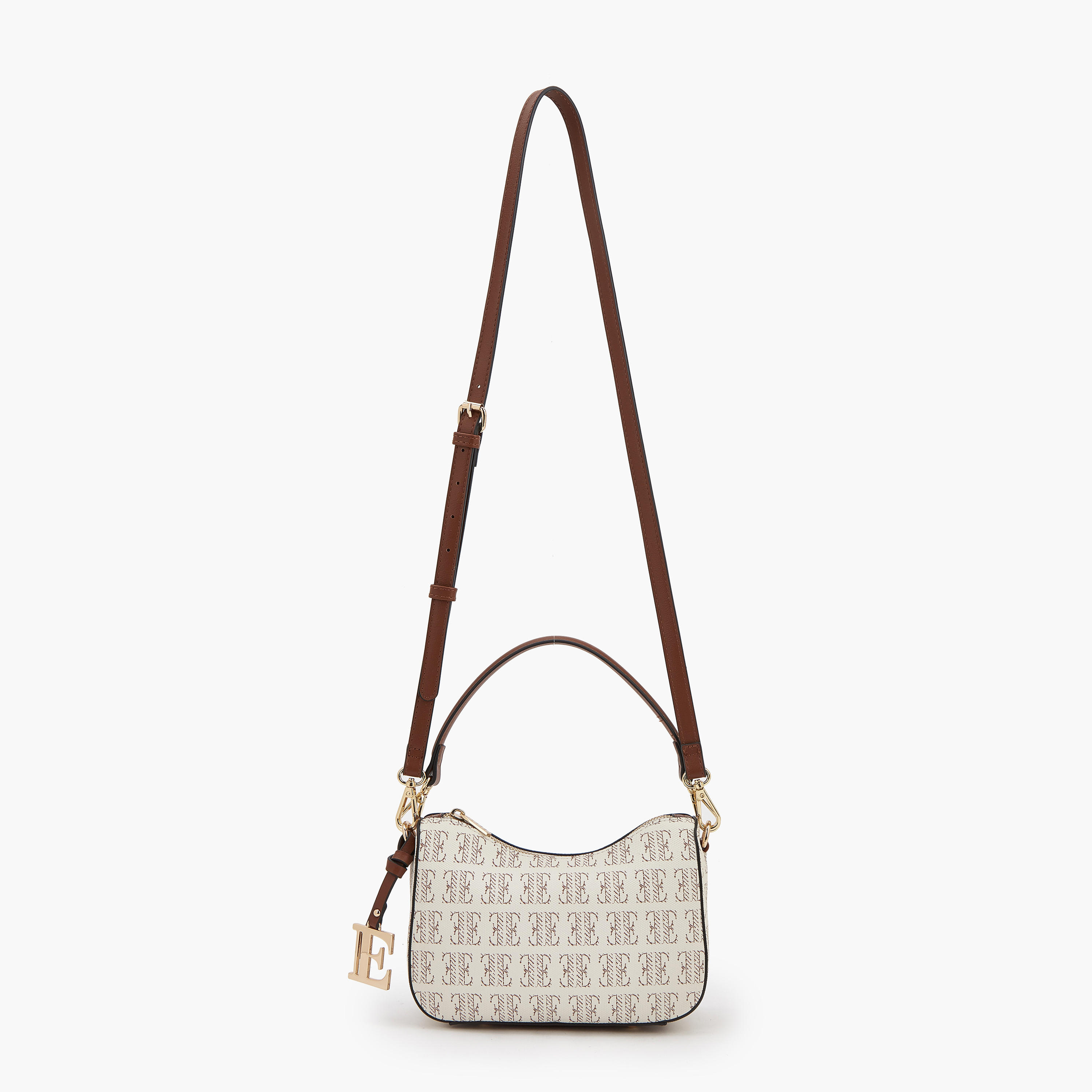 Elle Monogram Print Shoulder Bag with Detachable Strap-women-bagsandwallets-handbags-image-3