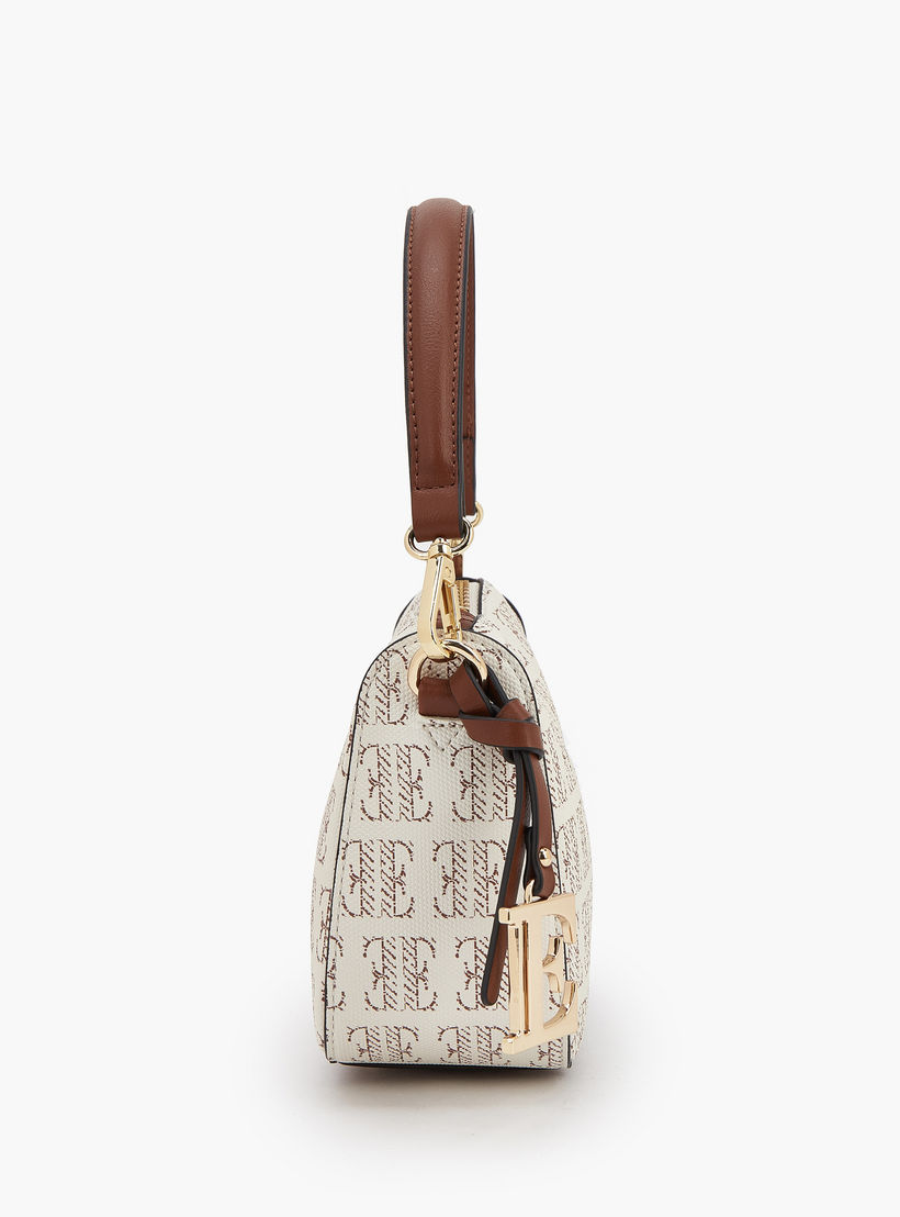 Elle Monogram Print Shoulder Bag with Detachable Strap-women-bagsandwallets-handbags-image-5