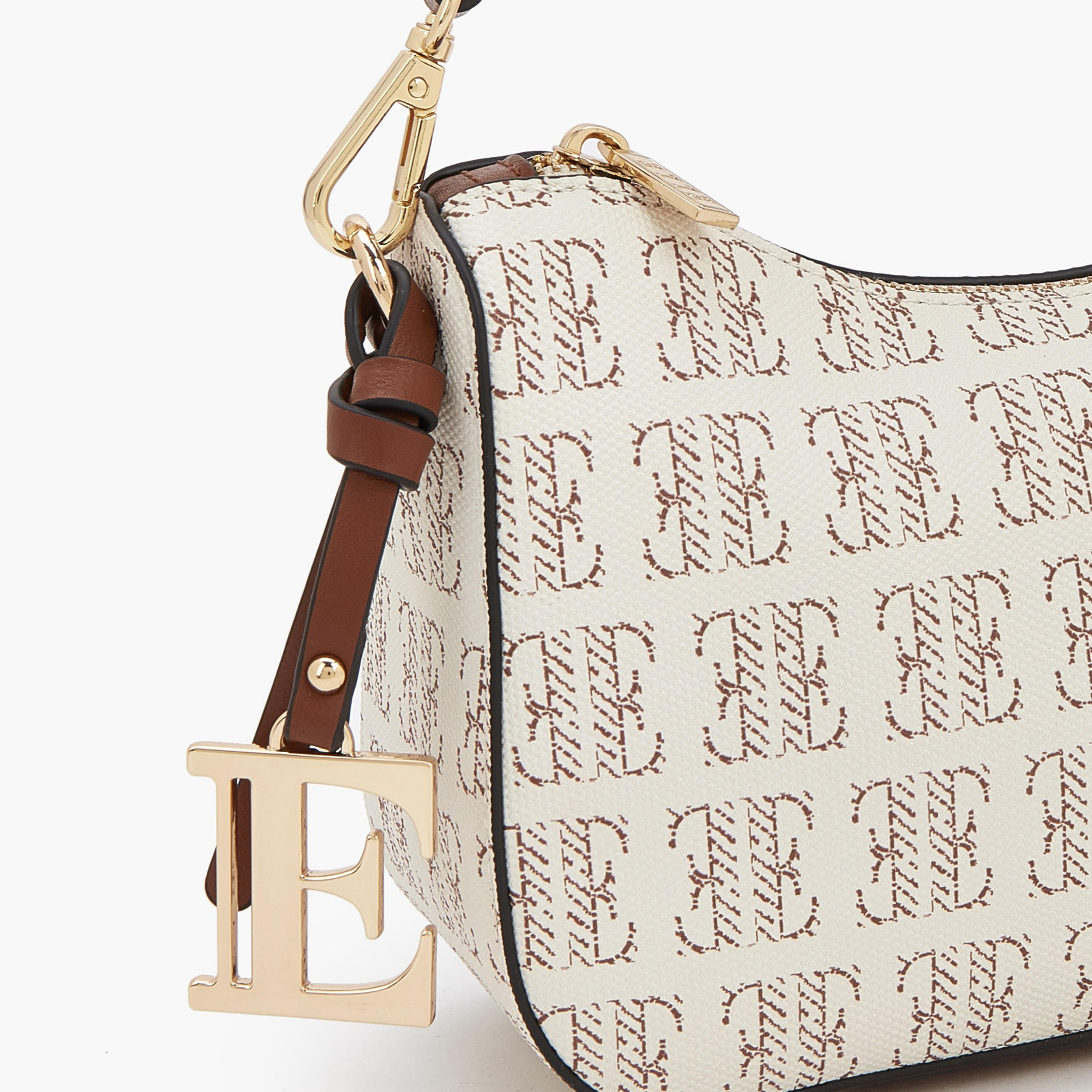 Elle Monogram Print Shoulder Bag with Detachable Strap-women-bagsandwallets-handbags-image-6