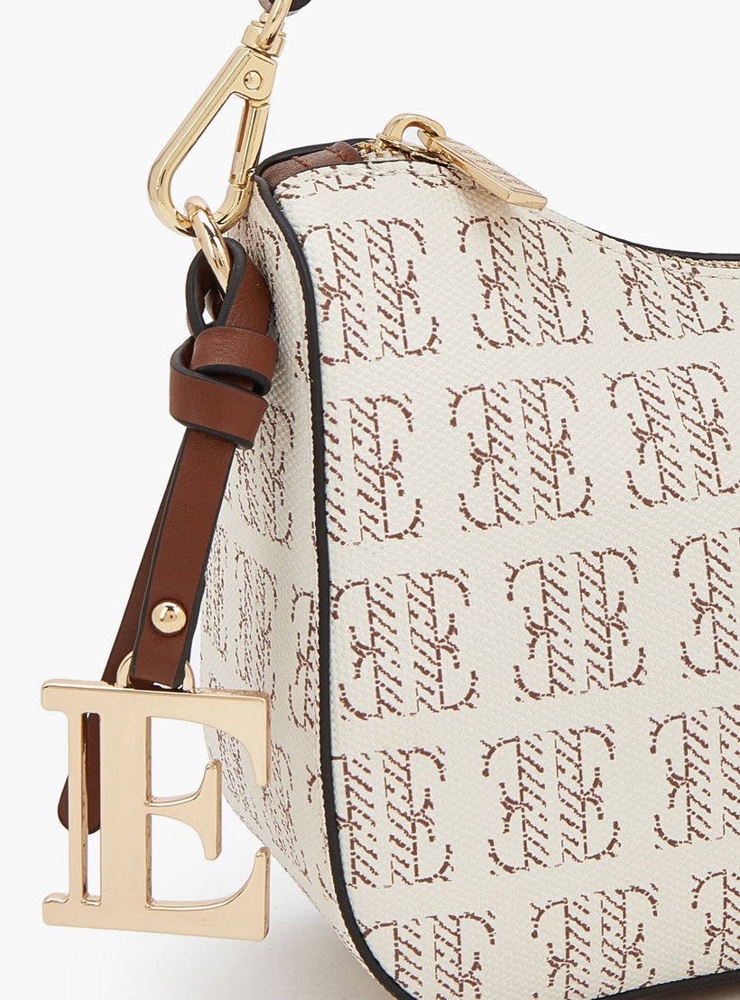Elle Monogram Print Shoulder Bag with Detachable Strap-women-bagsandwallets-handbags-image-6