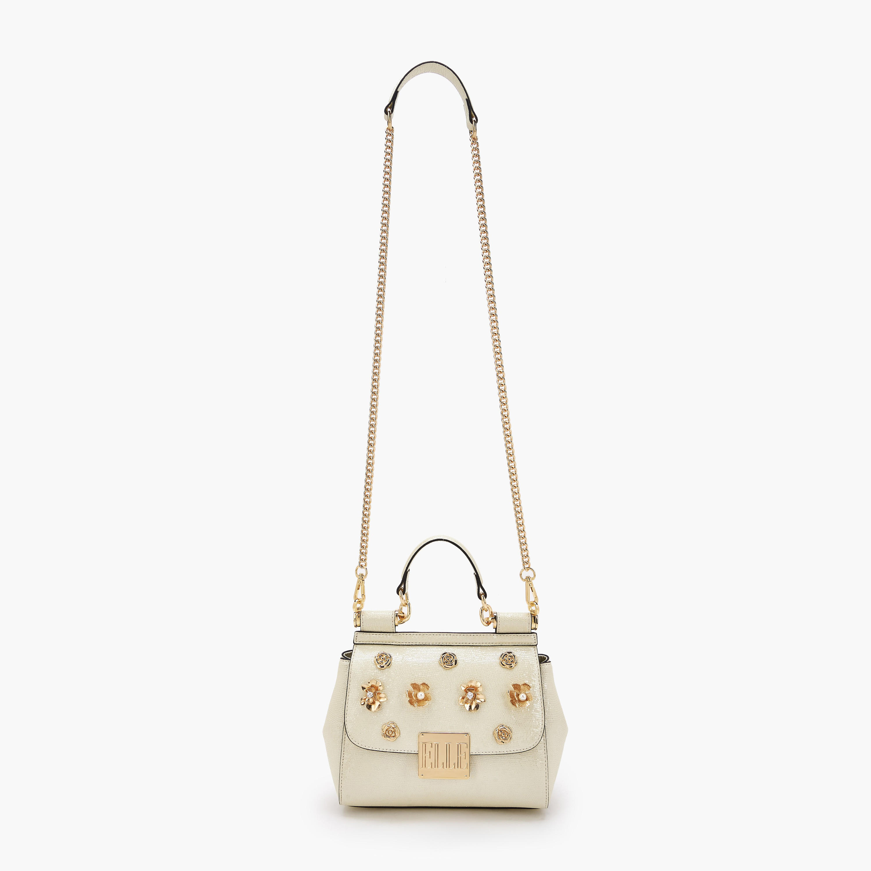 Elle Floral Embellished Satchel Bag with Chain Strap-women-bagsandwallets-handbags-image-2