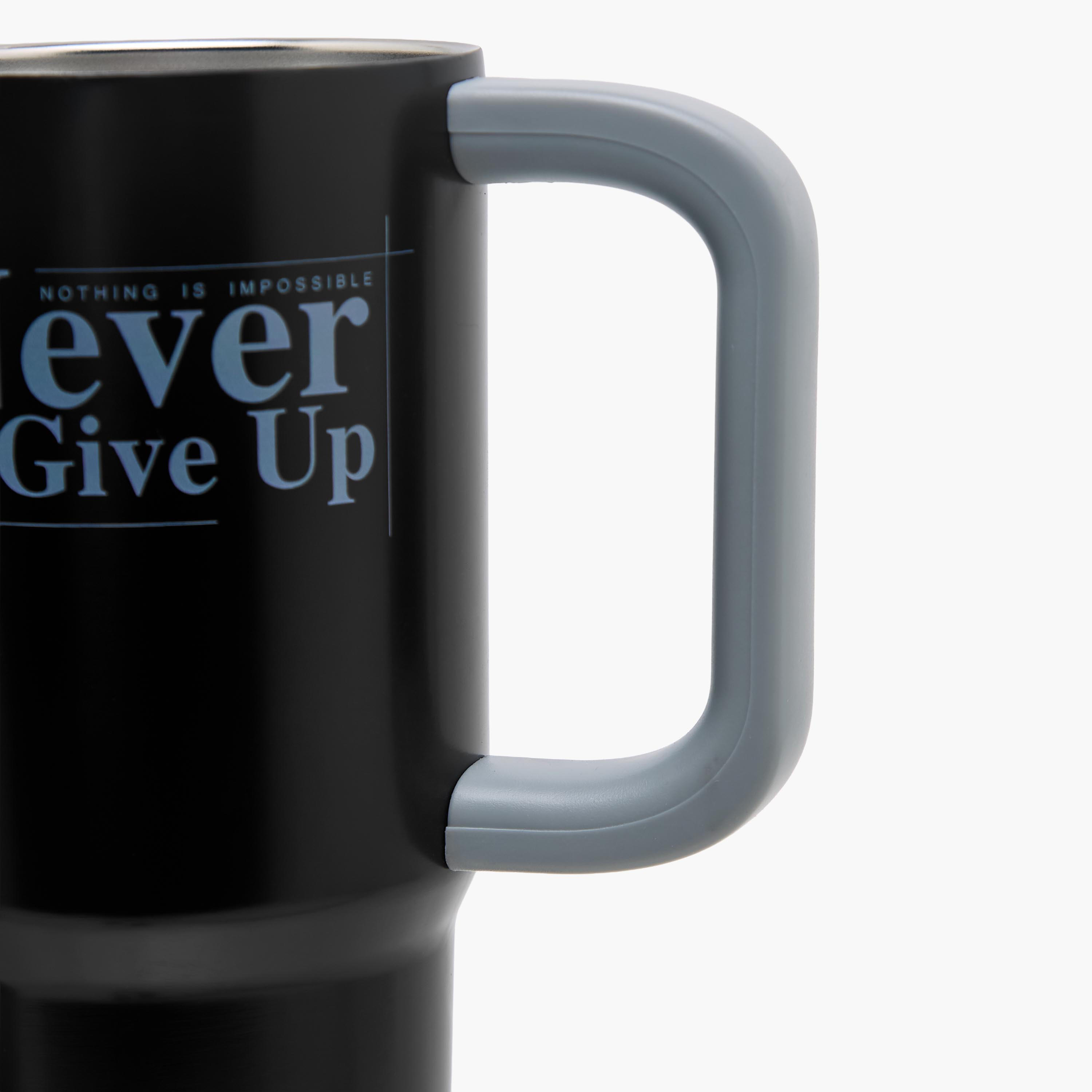 Slogan Print Stainless Steel Tumbler with Straw-household-dining-teaandcoffee-travelmugsandsippers-image-5