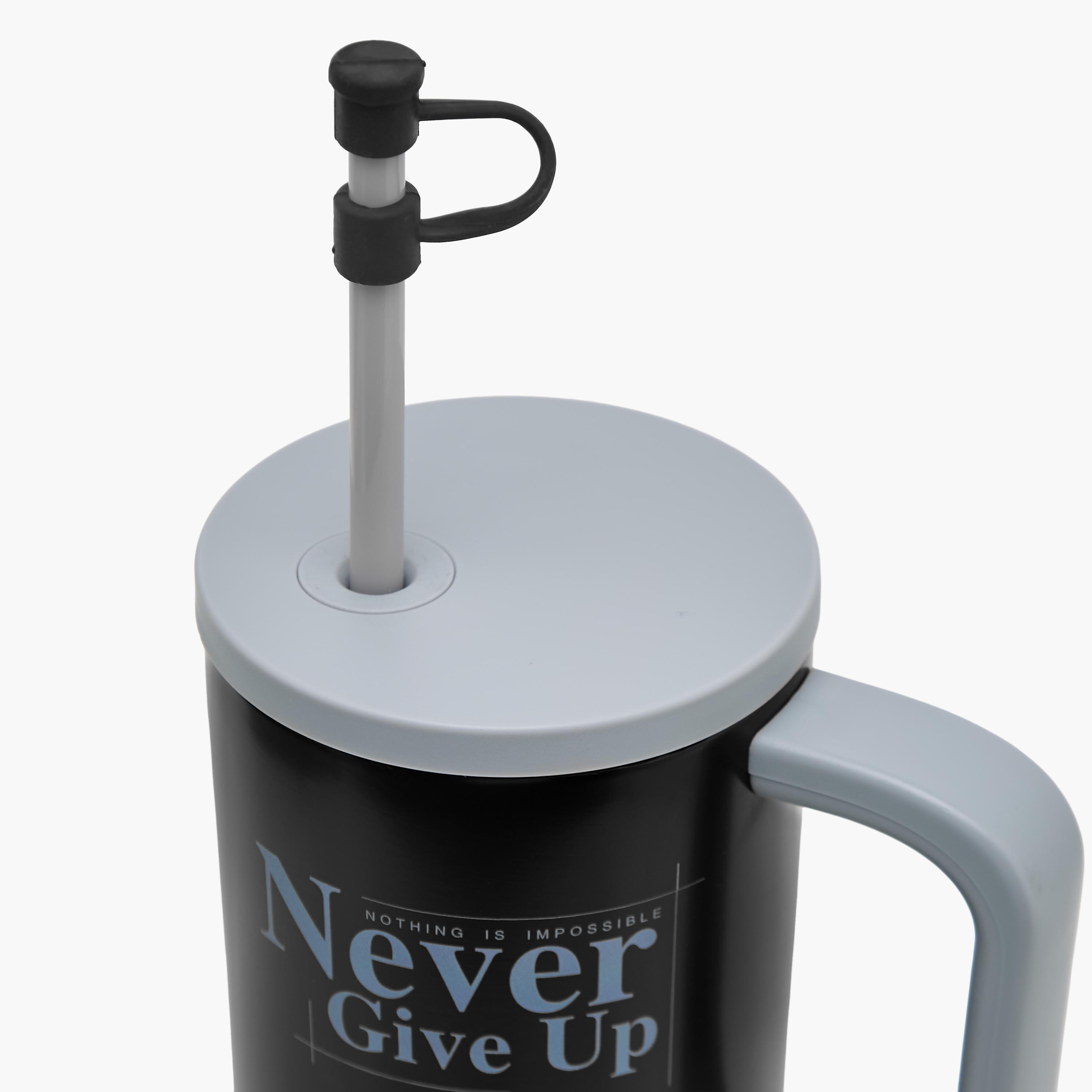 Slogan Print Stainless Steel Tumbler with Straw-household-dining-teaandcoffee-travelmugsandsippers-image-7