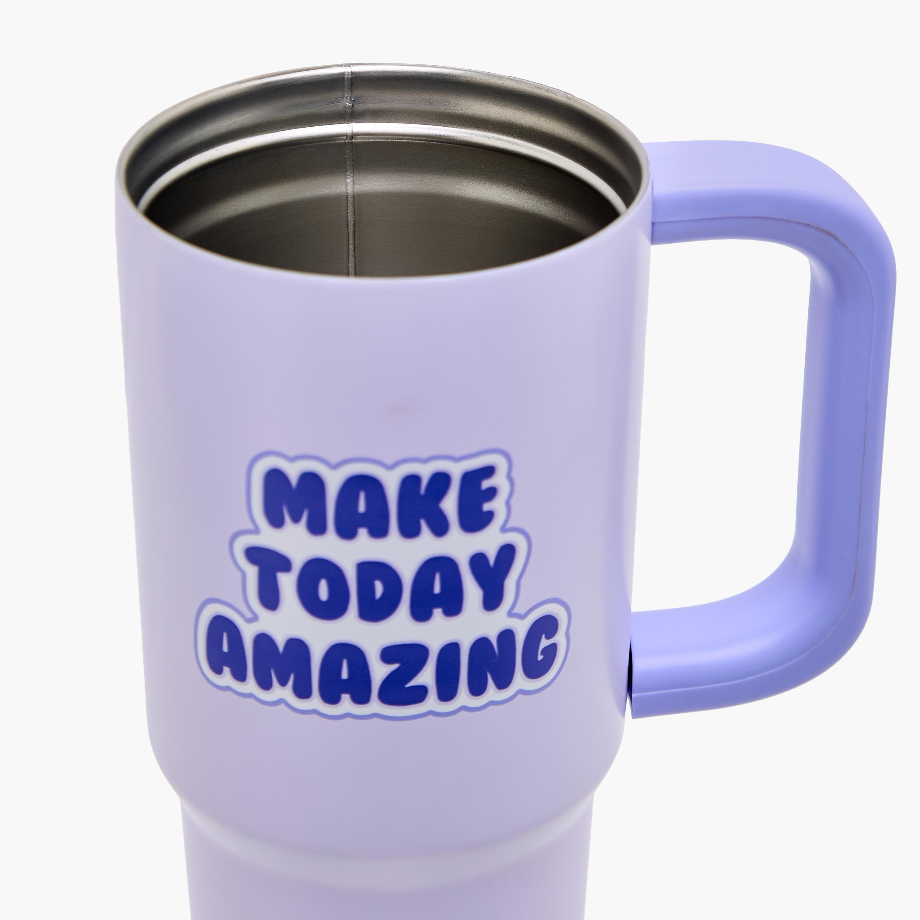 Slogan Print Stainless Steel Tumbler with Straw-household-dining-teaandcoffee-travelmugsandsippers-image-6