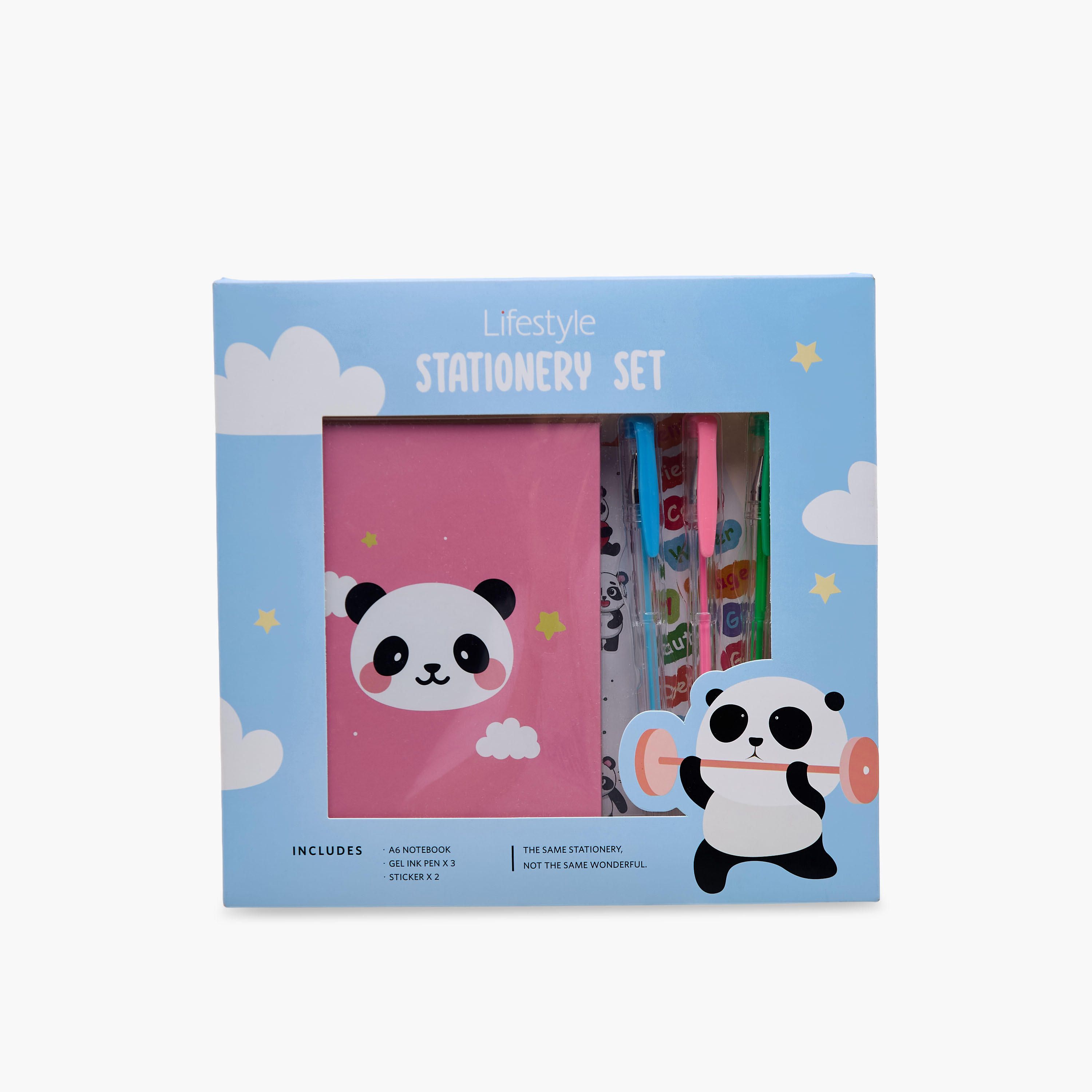 Panda Print Stationery Set with Notebook, Stickers, Pens - 6-Piece-school-stationery-sets-image-10
