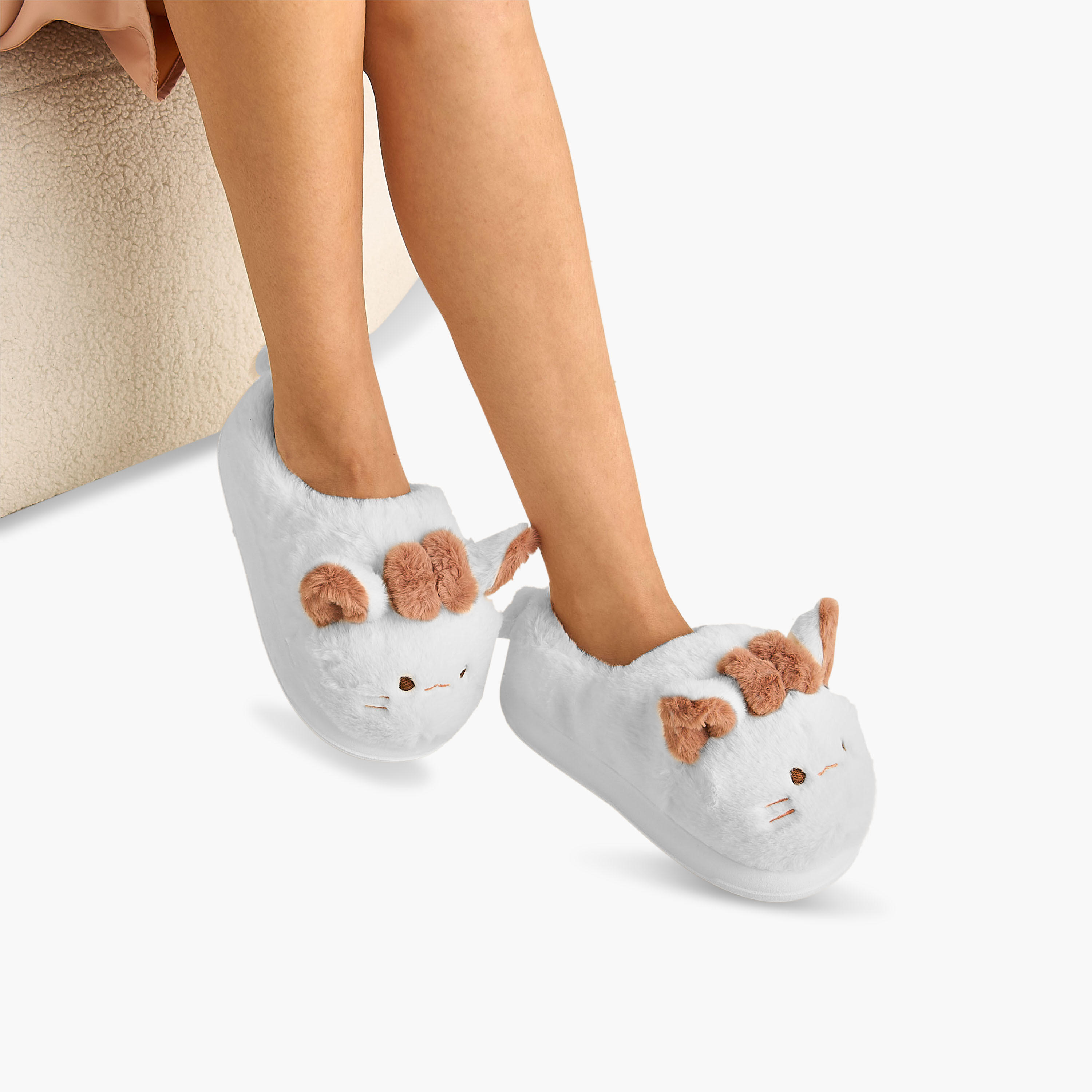 Girls Cat Plush Bedroom Mules-girls-shoes-flipflopsandslides-image-2