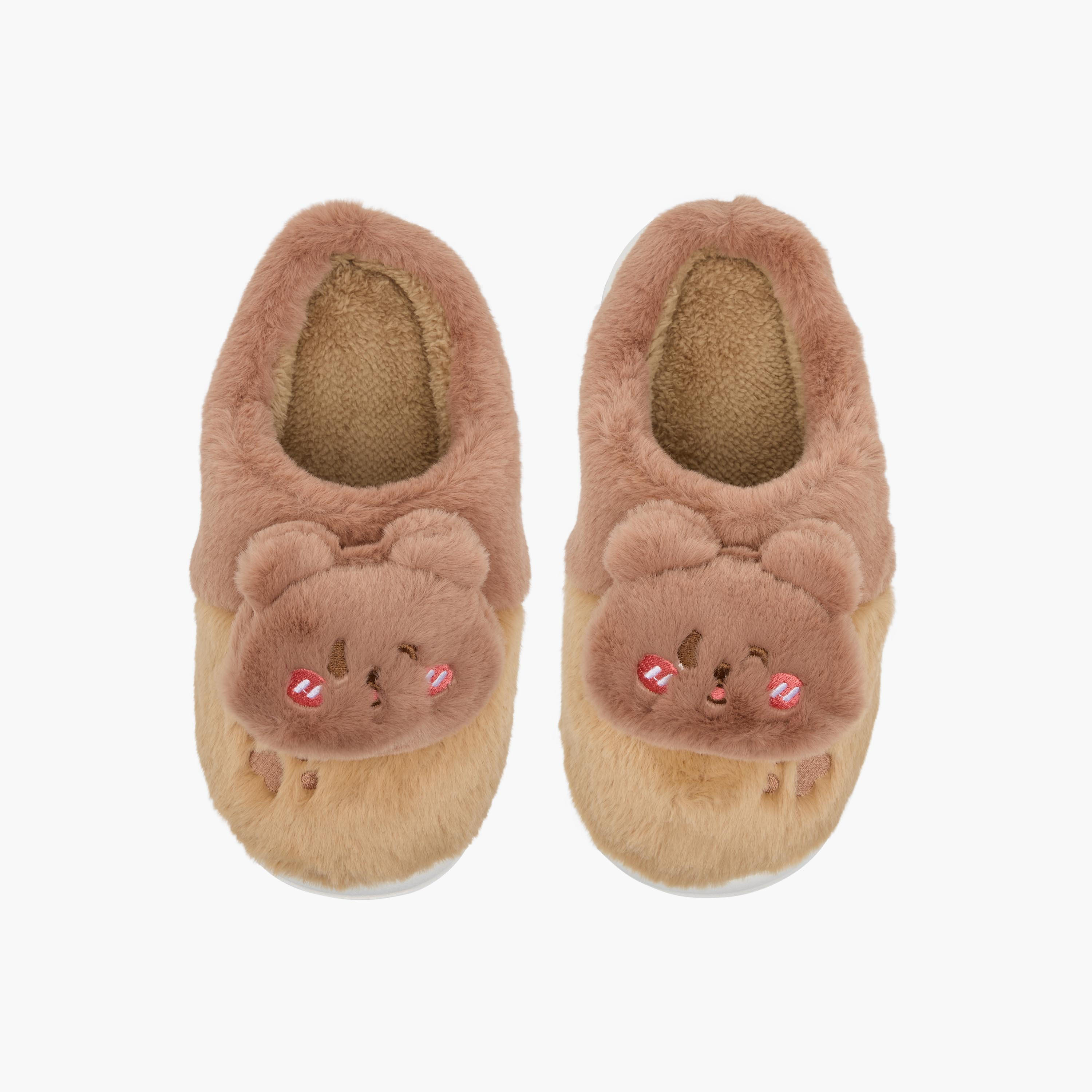 Girls Teddy Bear Plush Bedroom Mules-girls-shoes-flipflopsandslides-image-1