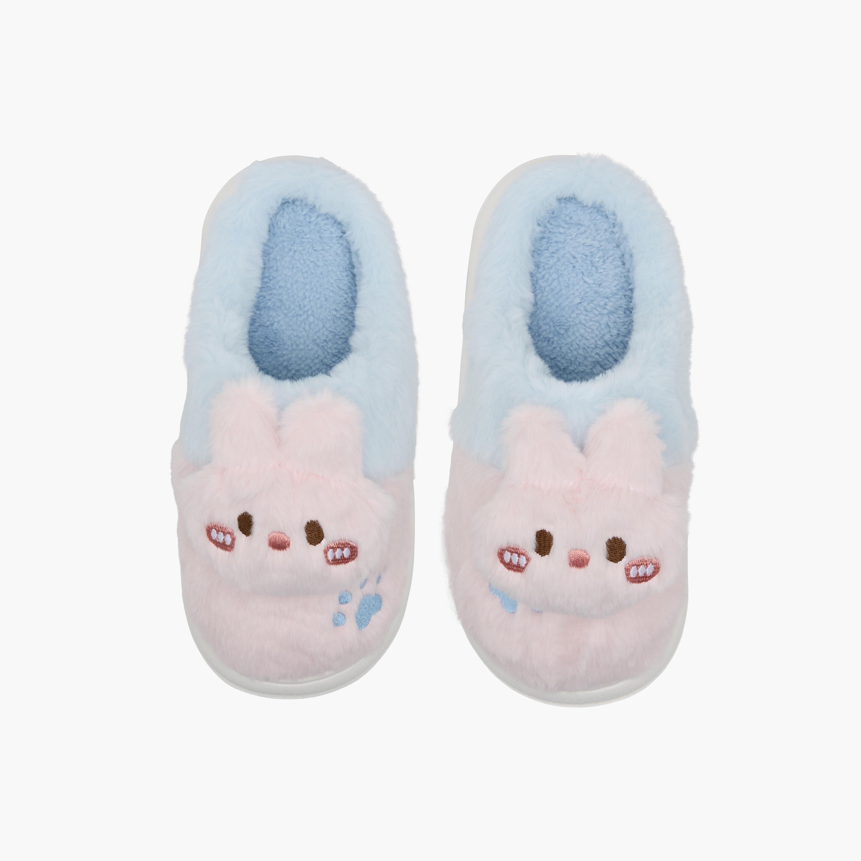Girls Bunny Plush Bedroom Mules-girls-shoes-flipflopsandslides-image-1