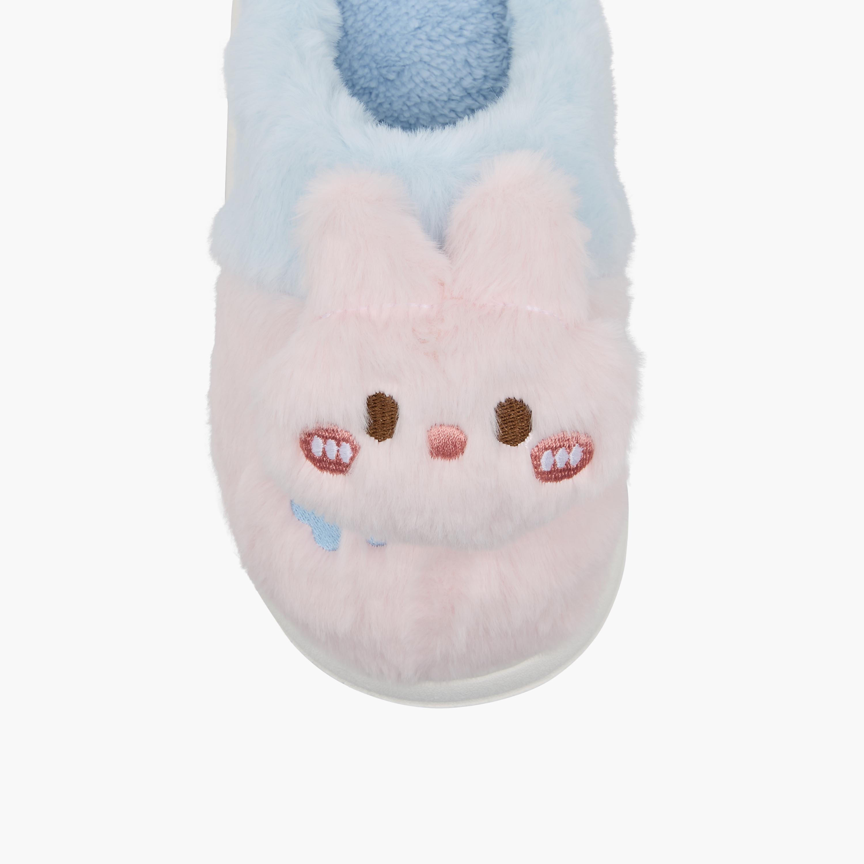 Girls Bunny Plush Bedroom Mules-girls-shoes-flipflopsandslides-image-4