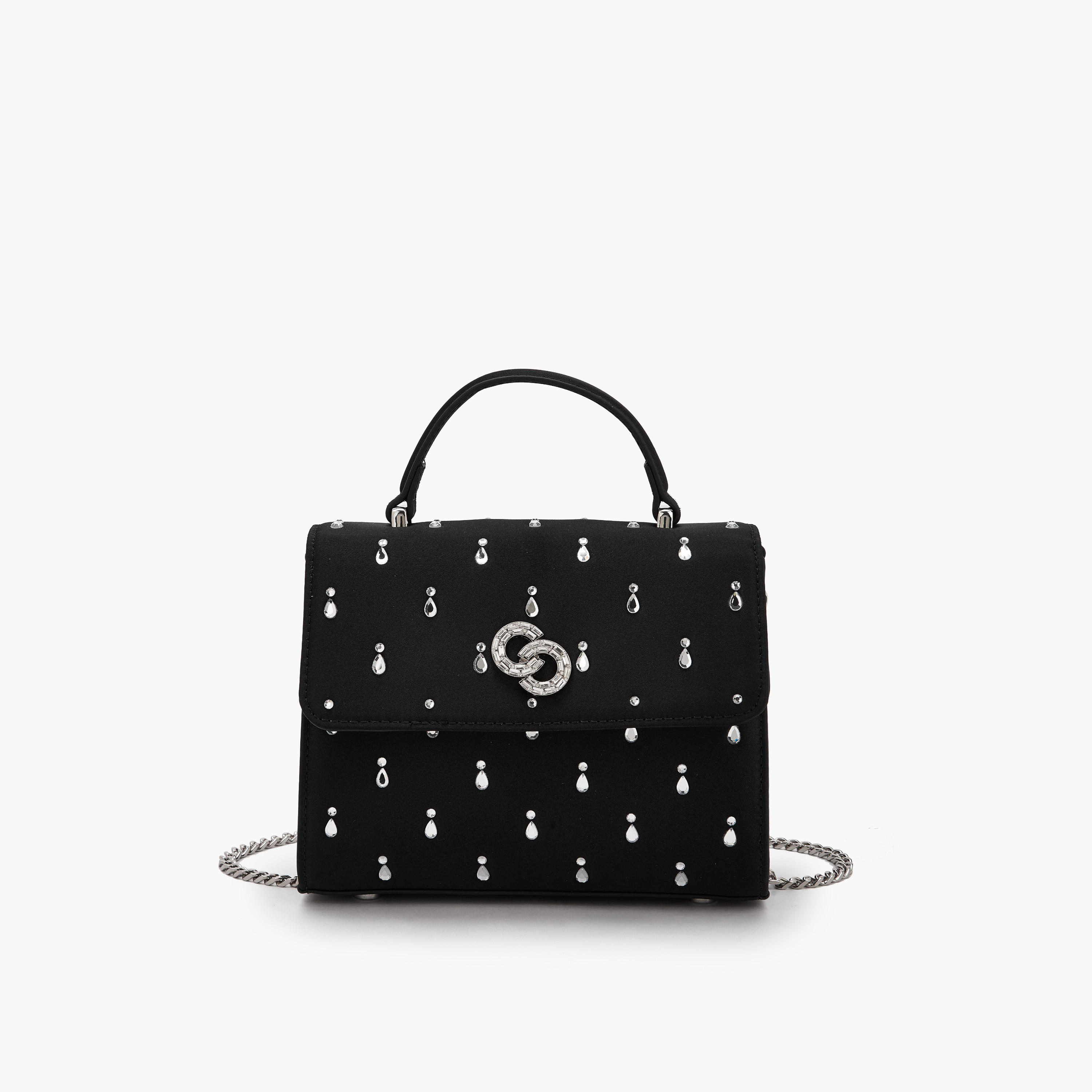 Celeste Embellished Satchel Bag with Chain Strap-women-bagsandwallets-handbags-image-1