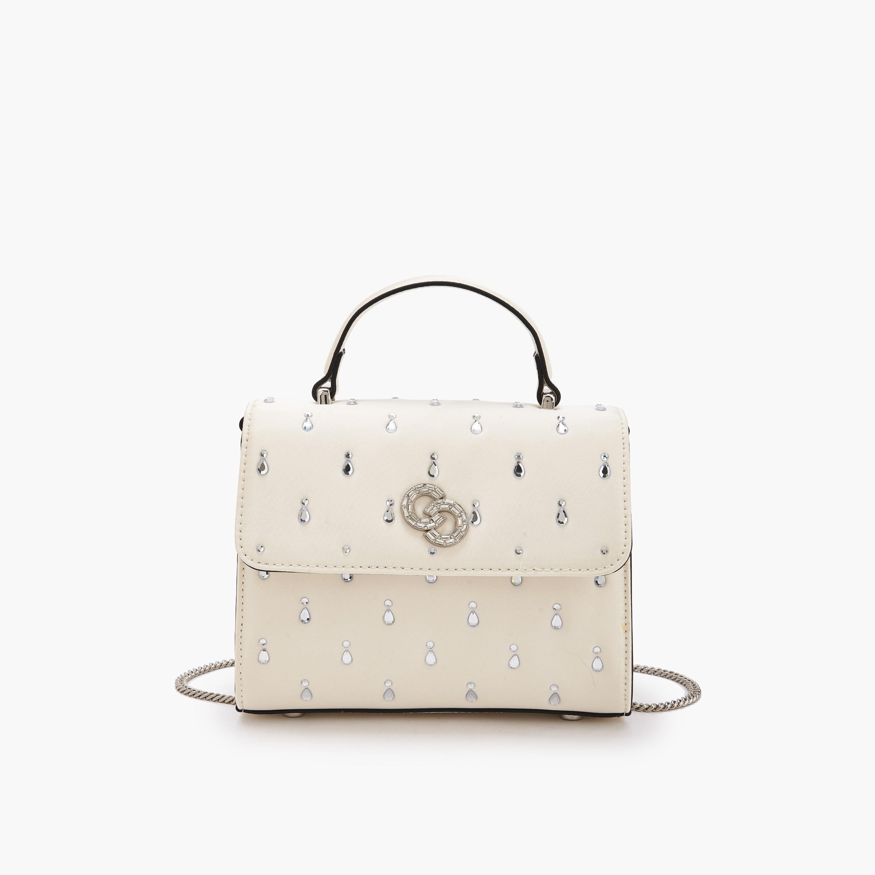 Celeste Embellished Satchel Bag with Chain Strap-women-bagsandwallets-handbags-image-1