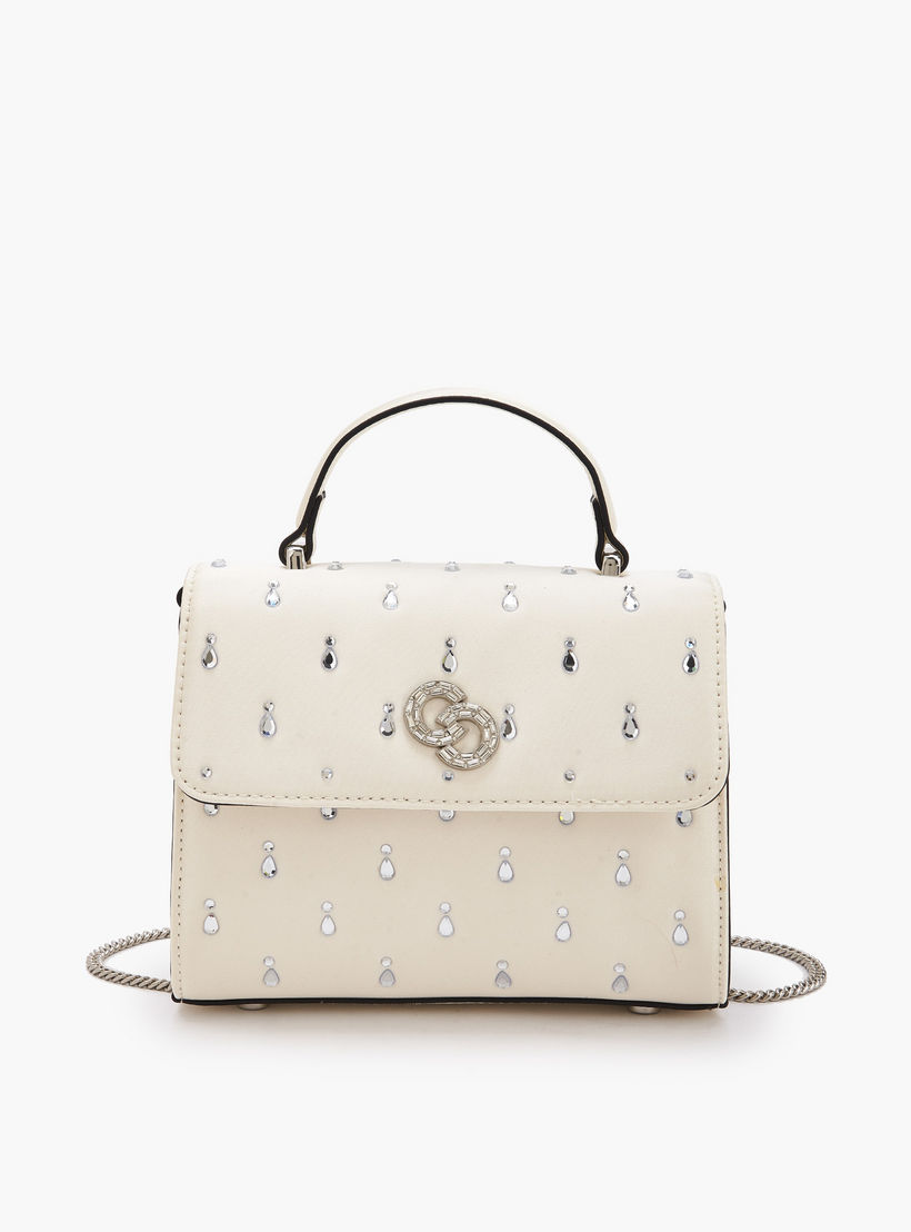 Celeste Embellished Satchel Bag with Chain Strap-women-bagsandwallets-handbags-image-1