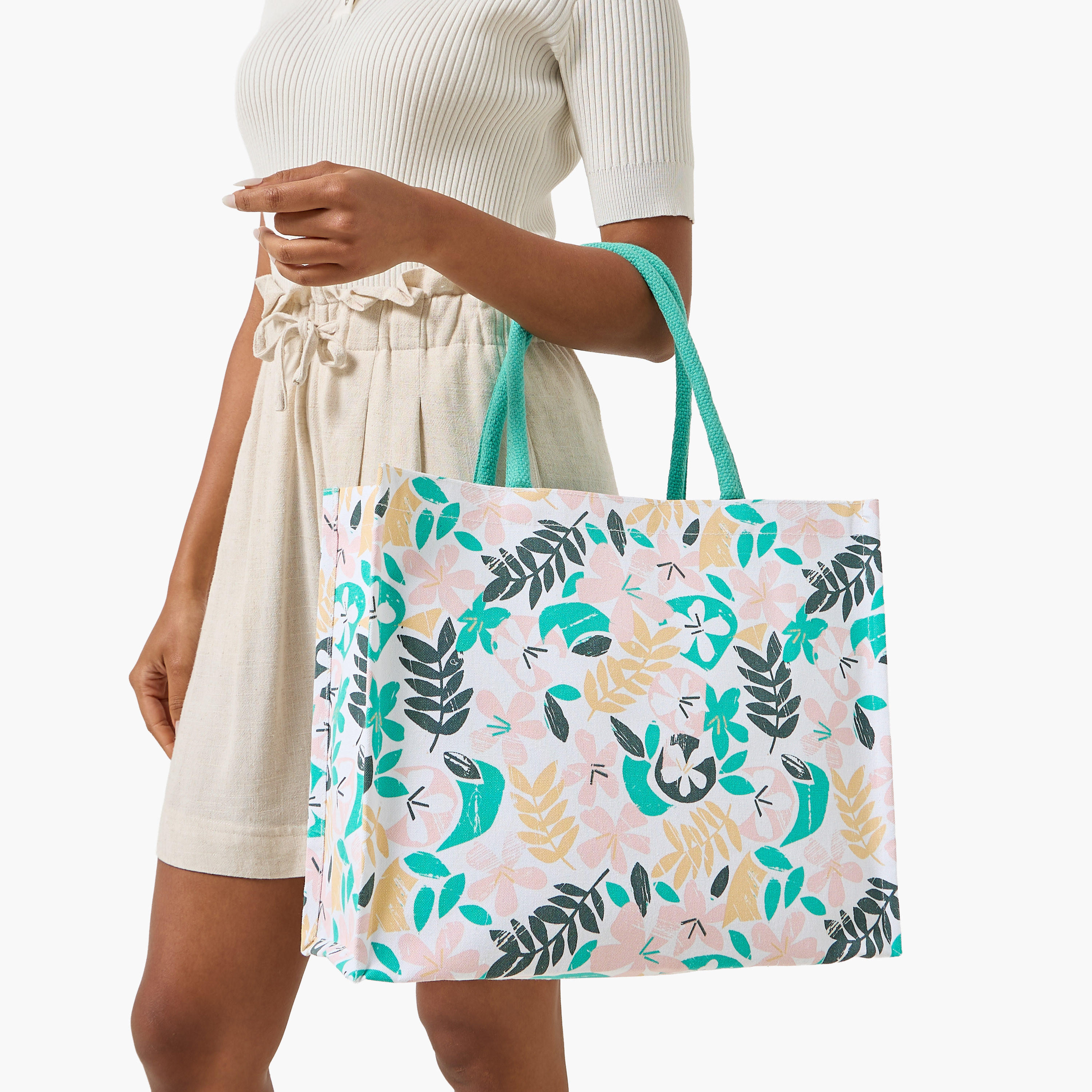 Floral Print Tote Bag with Double Handle-women-bagsandwallets-handbags-image-2