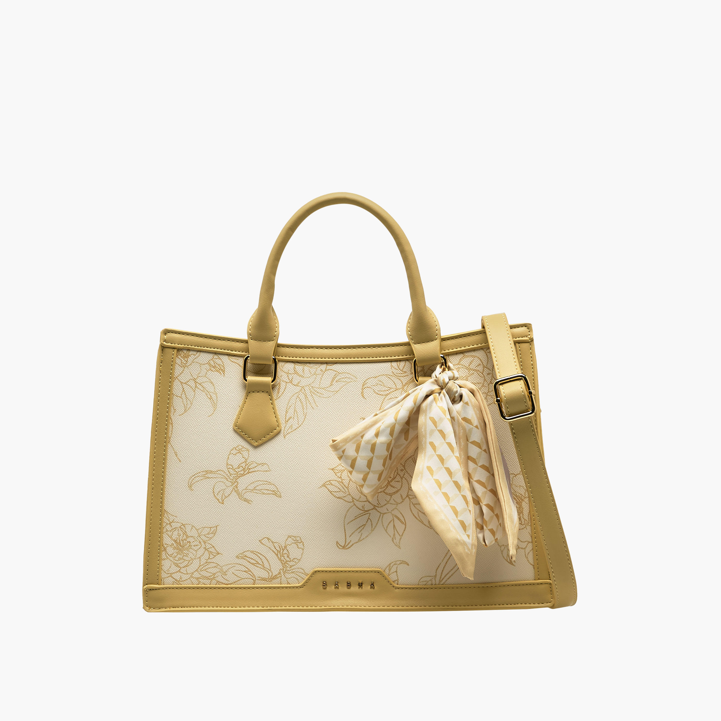 Sasha Kodes Floral Print Tote Bag with Scarf Detail-women-bagsandwallets-handbags-image-1