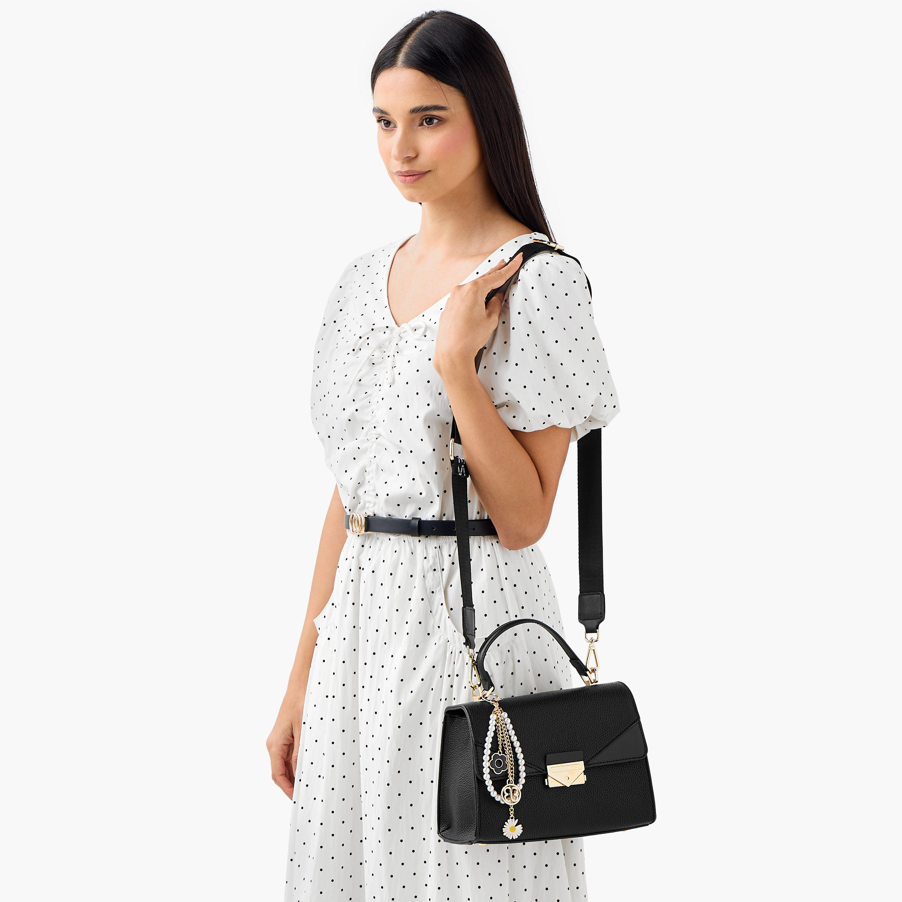 Bessie London Textured Crossbody Bag with Charm Detail-women-bagsandwallets-handbags-image-2