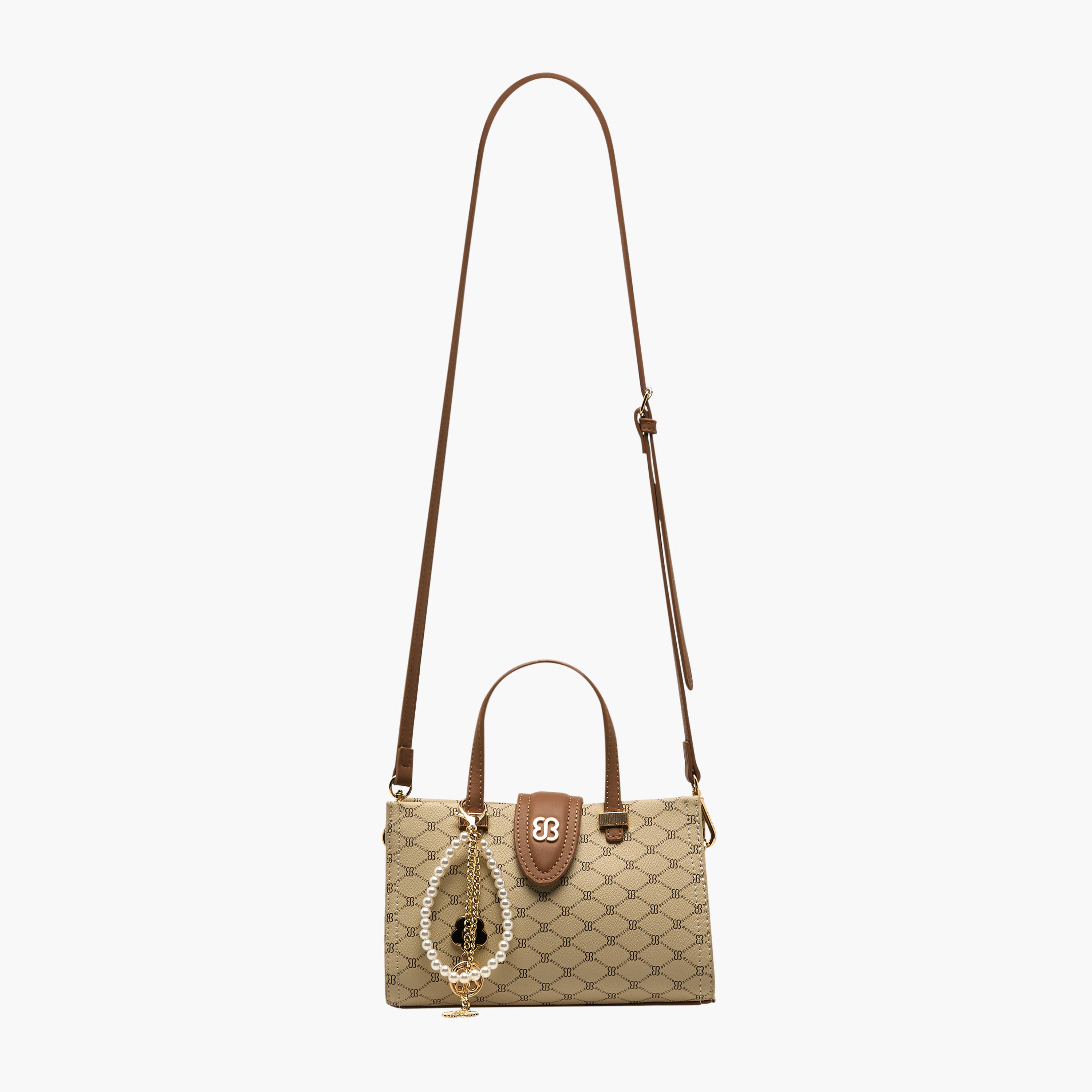 Bessie London Monogram Print Tote Bag with Charm Detail-women-bagsandwallets-handbags-image-3