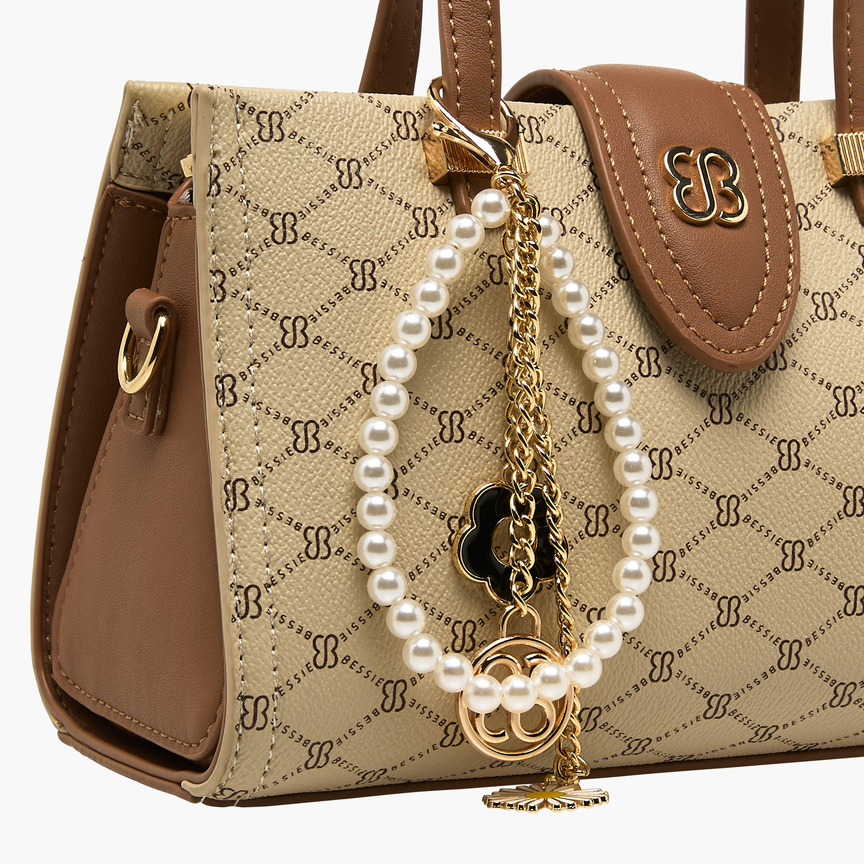 Bessie London Monogram Print Tote Bag with Charm Detail-women-bagsandwallets-handbags-image-5