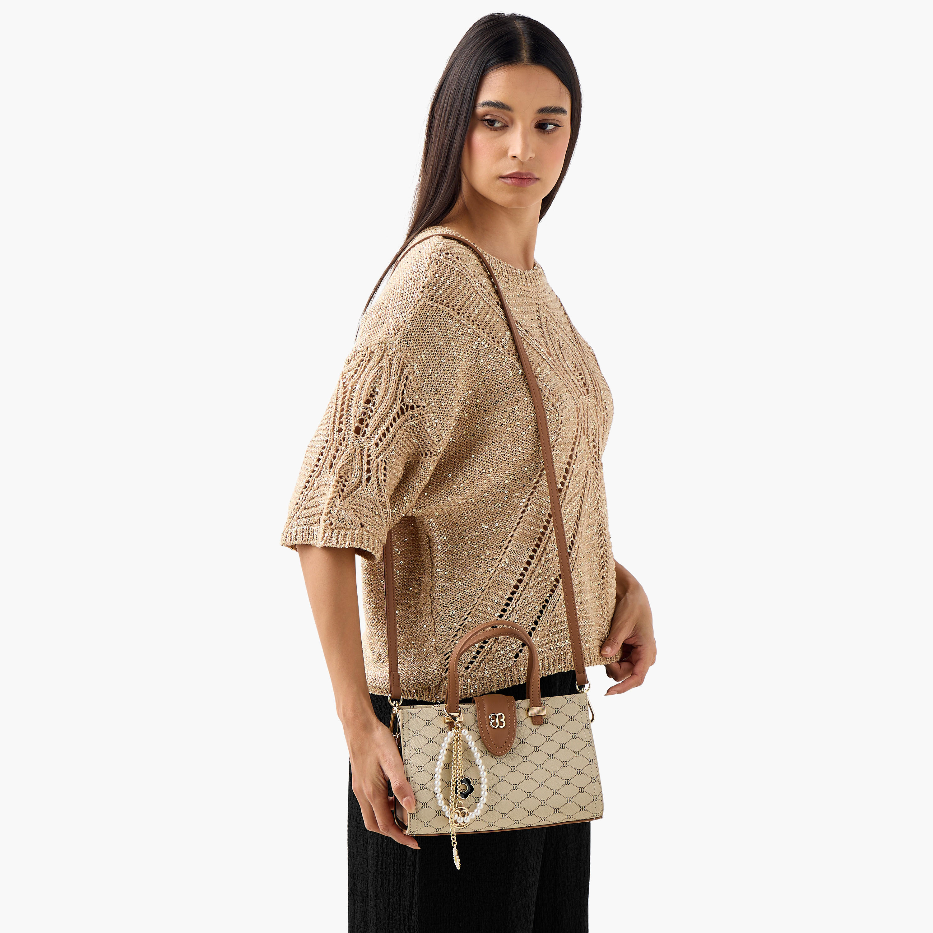 Bessie London Monogram Print Tote Bag with Charm Detail-women-bagsandwallets-handbags-image-8
