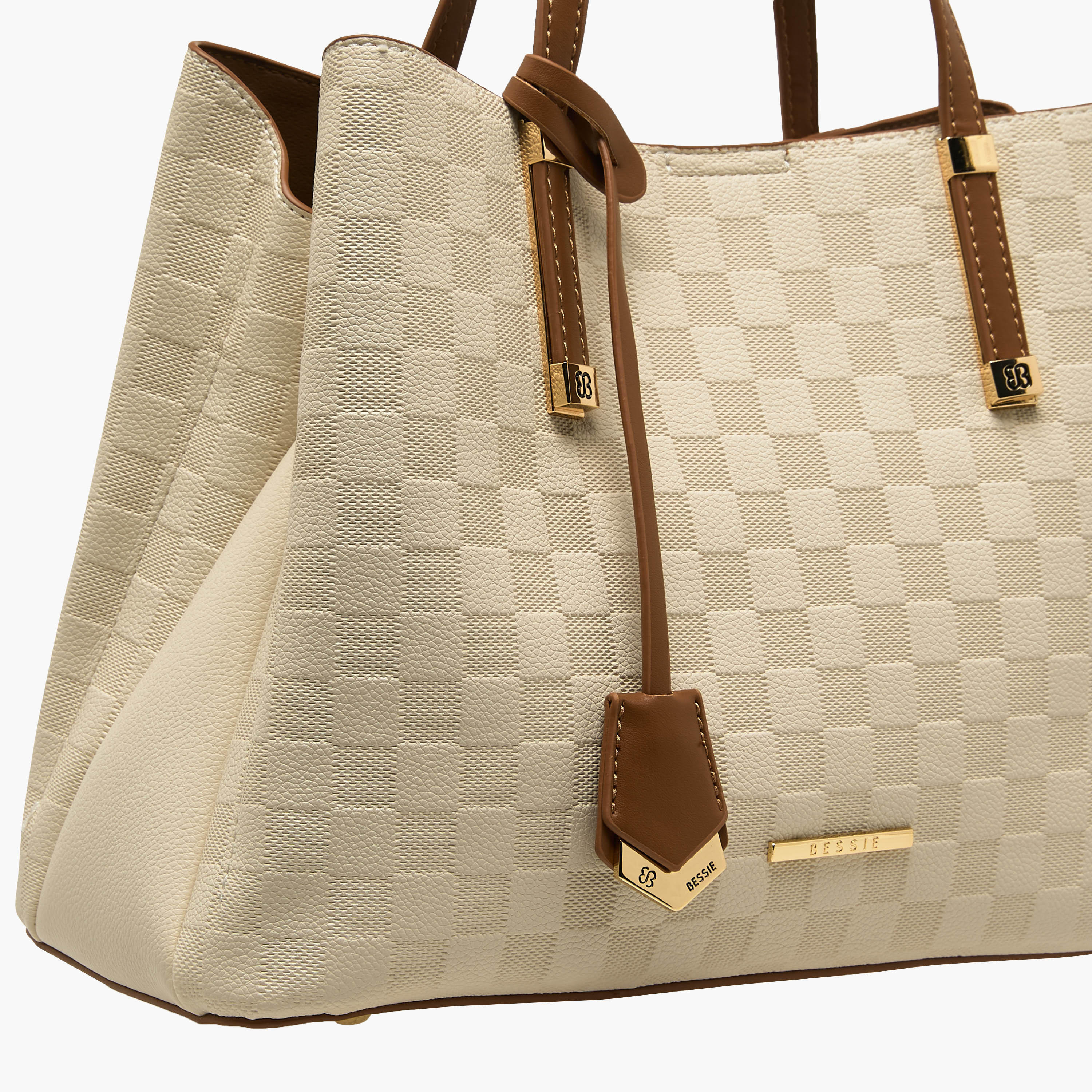 Bessie London Checked Tote Bag with Detachable Strap-women-bagsandwallets-handbags-image-5