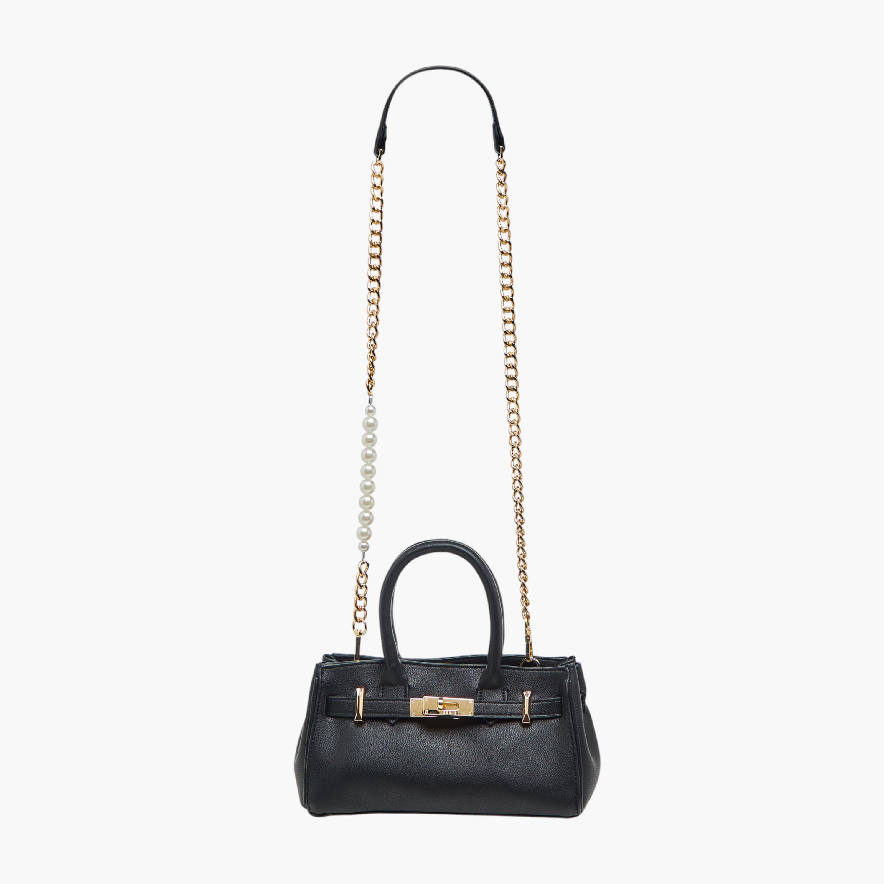 Bessie London Textured Tote Bag with Detachable Chain Strap-women-bagsandwallets-handbags-image-3
