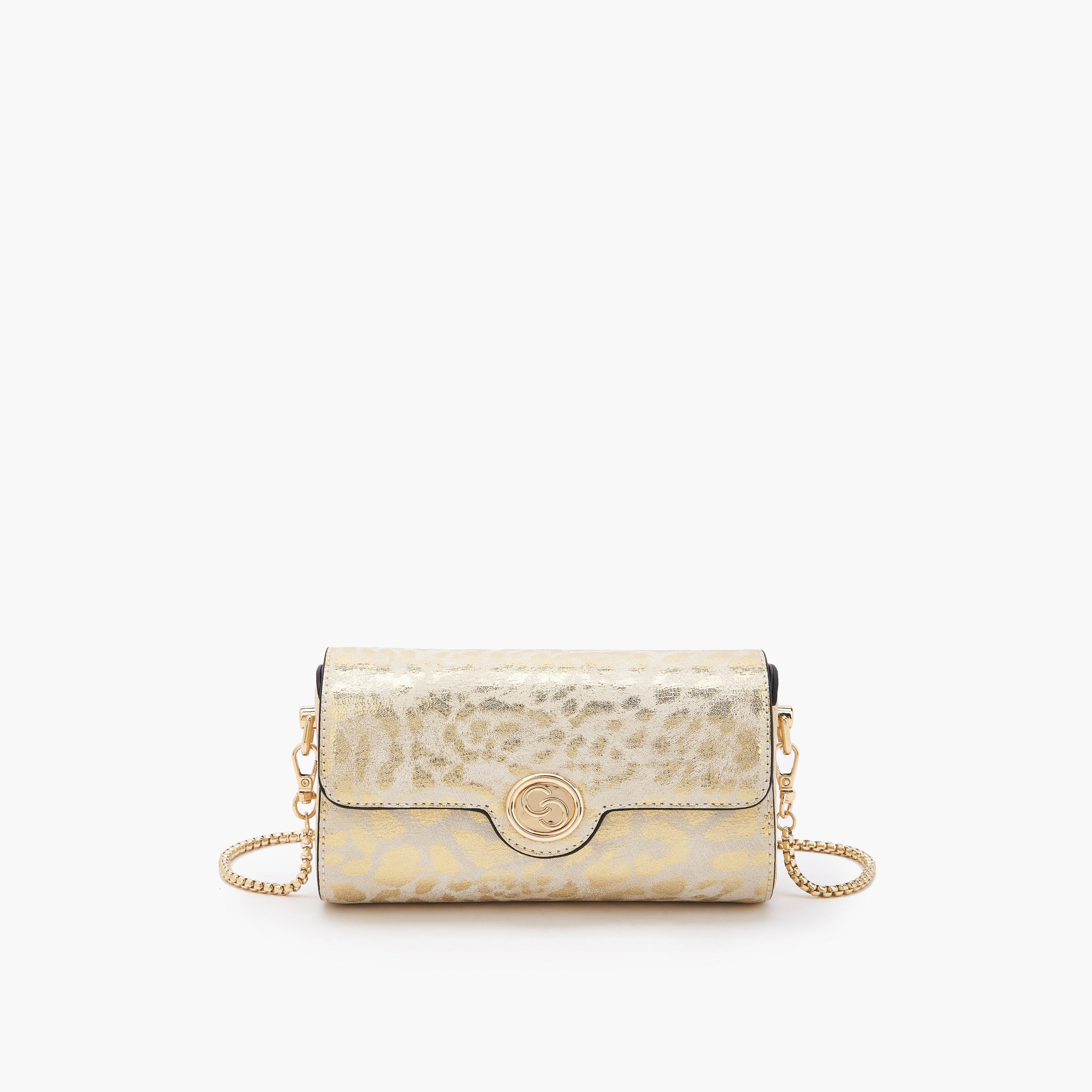 Celeste Metallic Print Crossbody Bag with Chain Strap-women-bagsandwallets-handbags-image-1