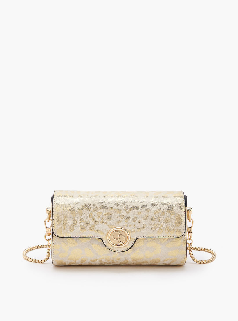 Celeste Metallic Print Crossbody Bag with Chain Strap-women-bagsandwallets-handbags-image-1