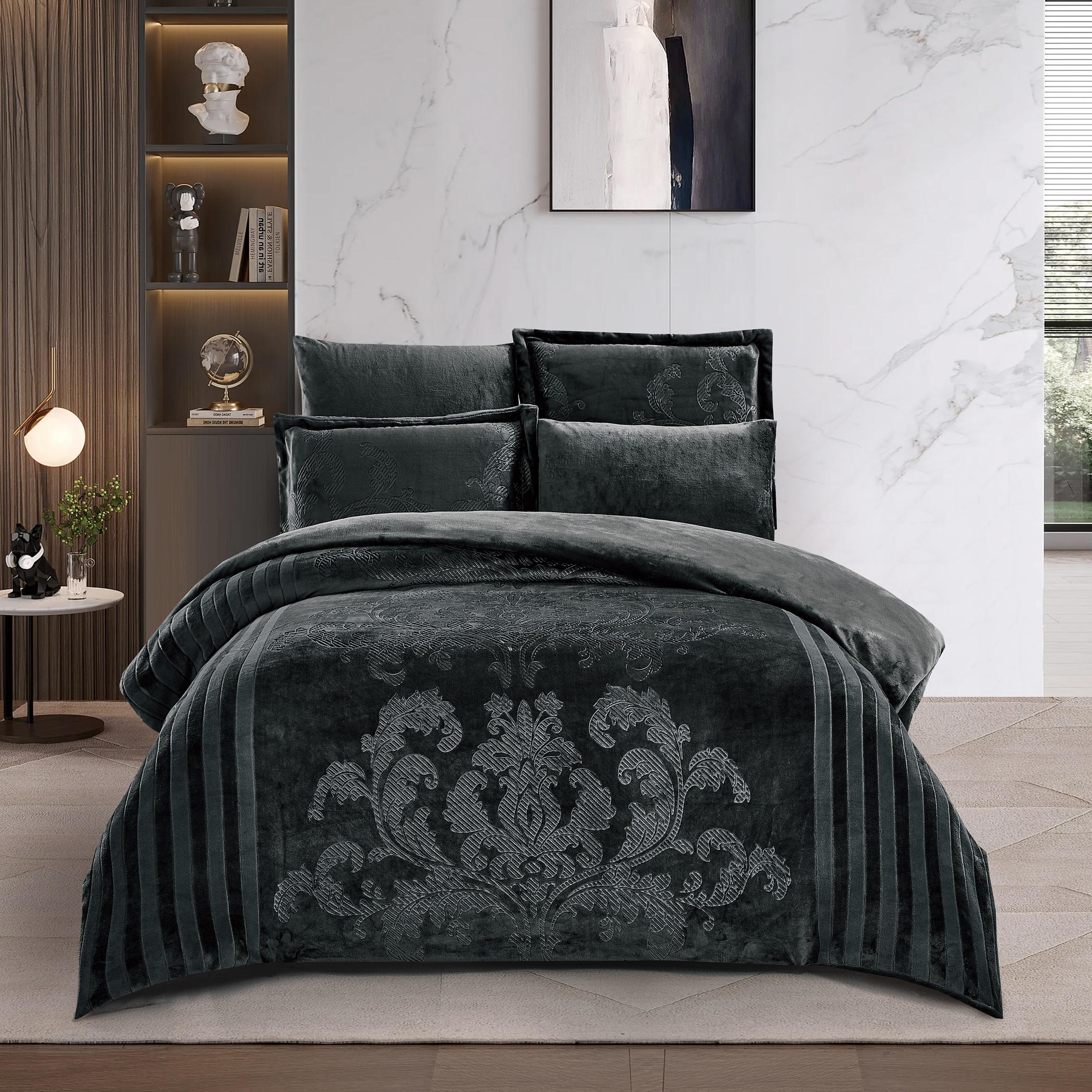 Embossed Velvet Comforter Set King Size-household-bedding-comfortersandbedspreads-comforters-image-1