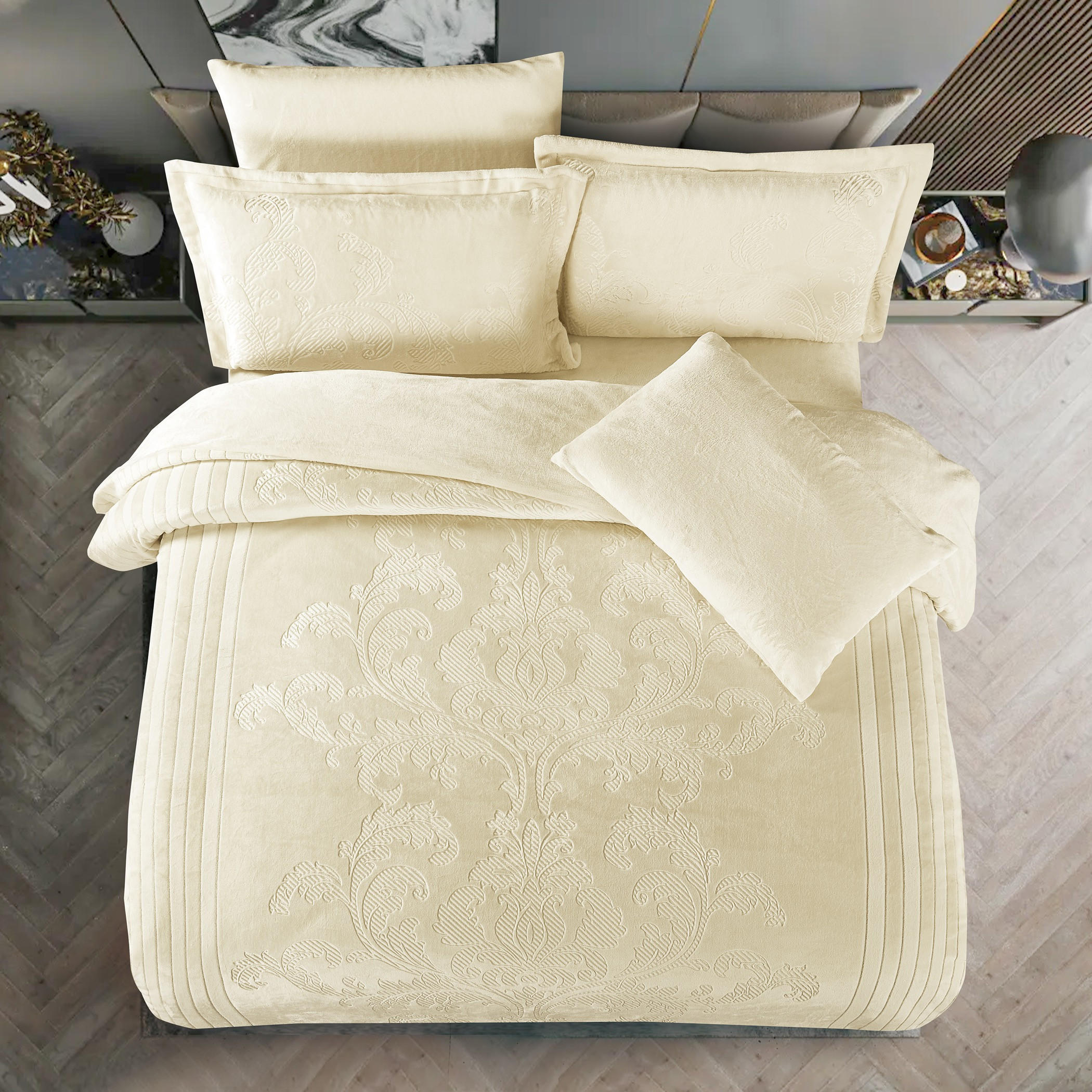 طقم لحاف مخملي منقوش كينغ-household-bedding-comfortersandbedspreads-comforters-image-2