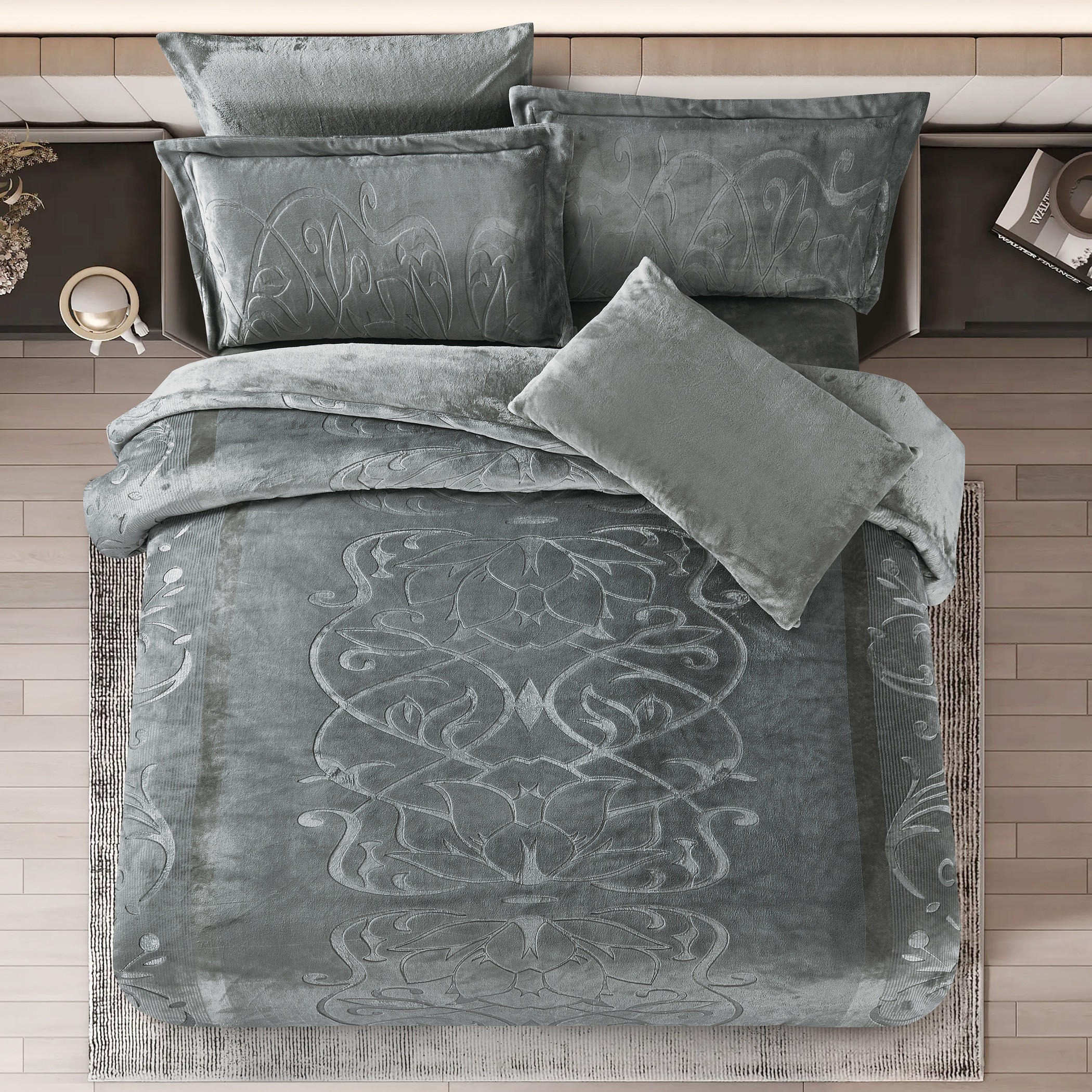 طقم لحاف مخملي منقوش كينج-household-bedding-comfortersandbedspreads-comforters-image-2
