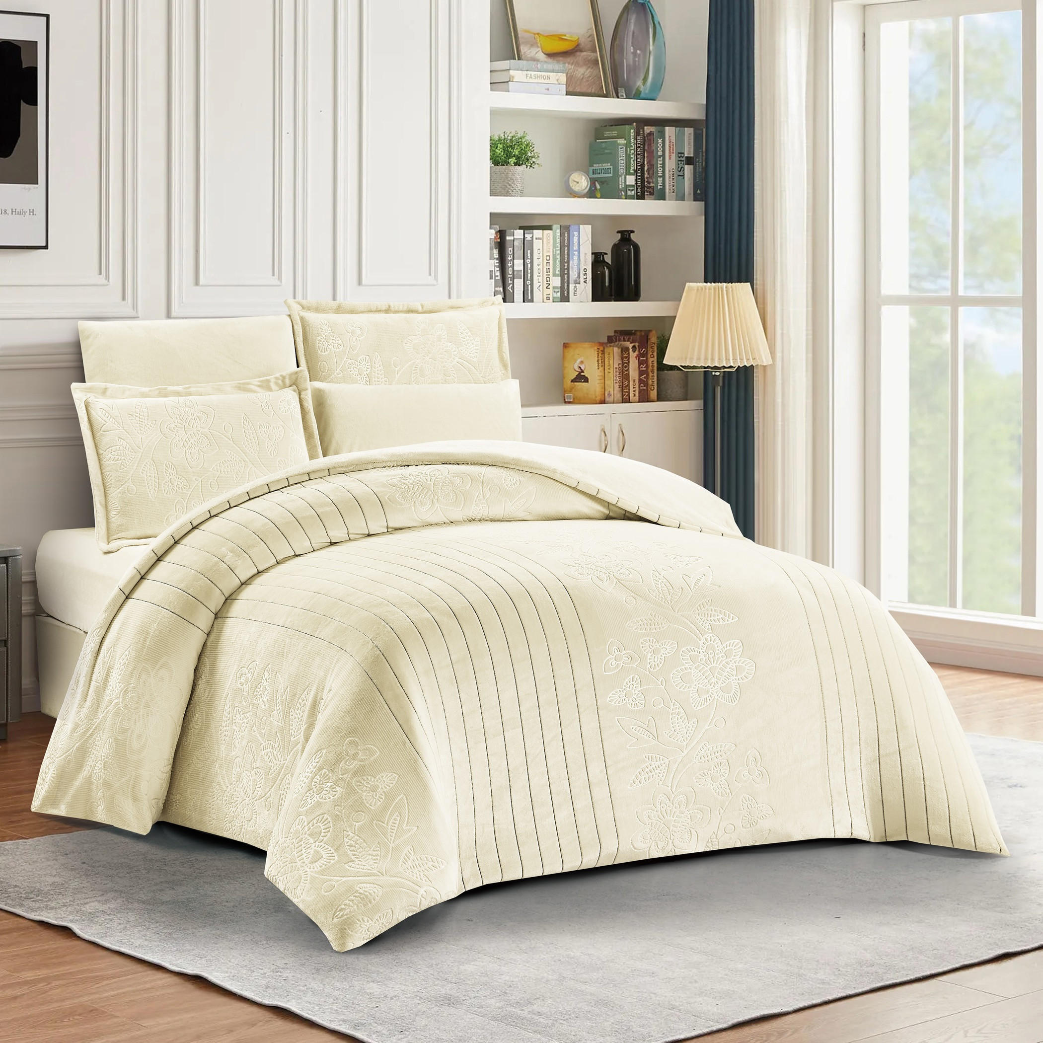Embossed Flannel Comforter Set, King-household-bedding-comfortersandbedspreads-comforters-image-4