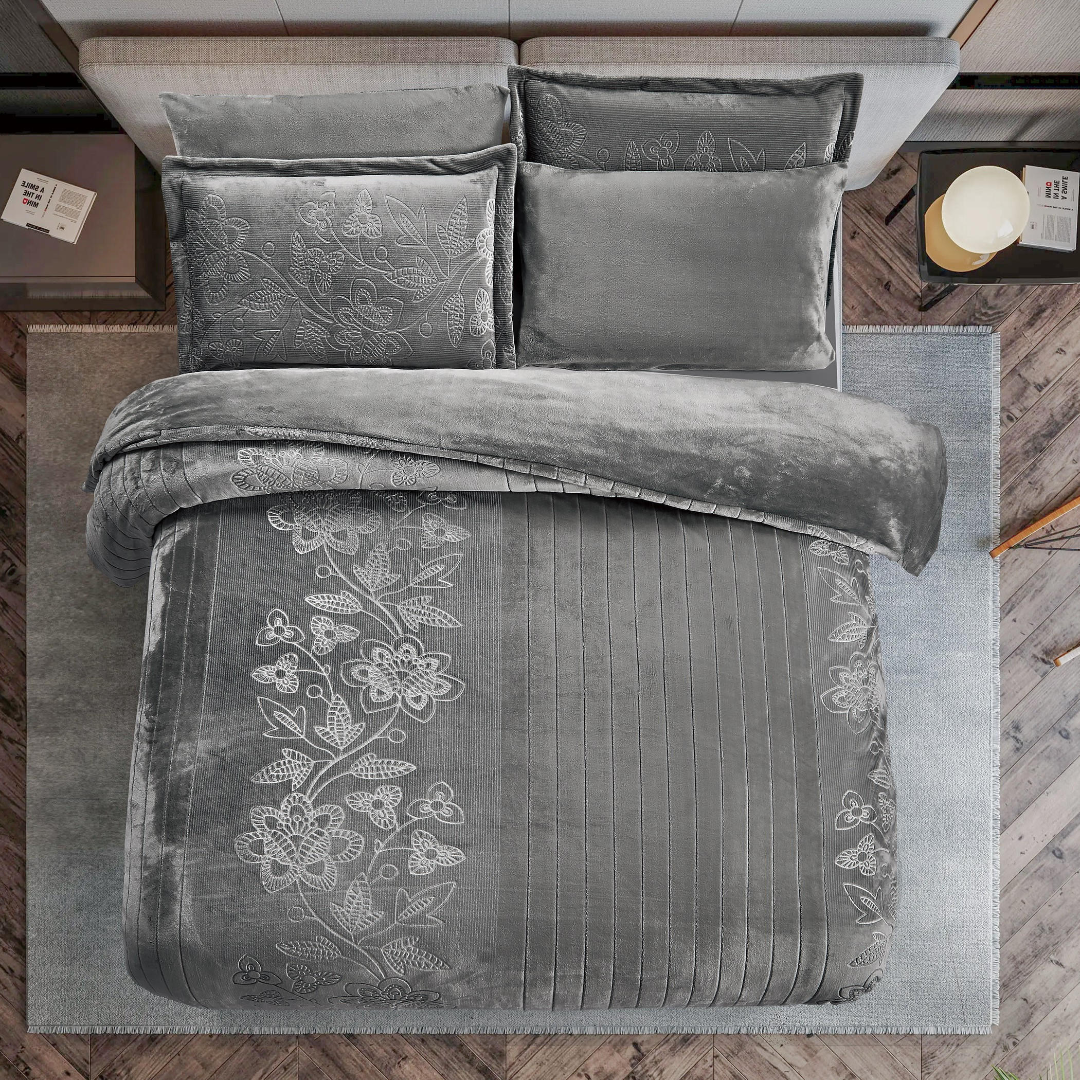 Embroidered Velvet Bedding Set Grey-household-bedding-comfortersandbedspreads-comforters-image-2
